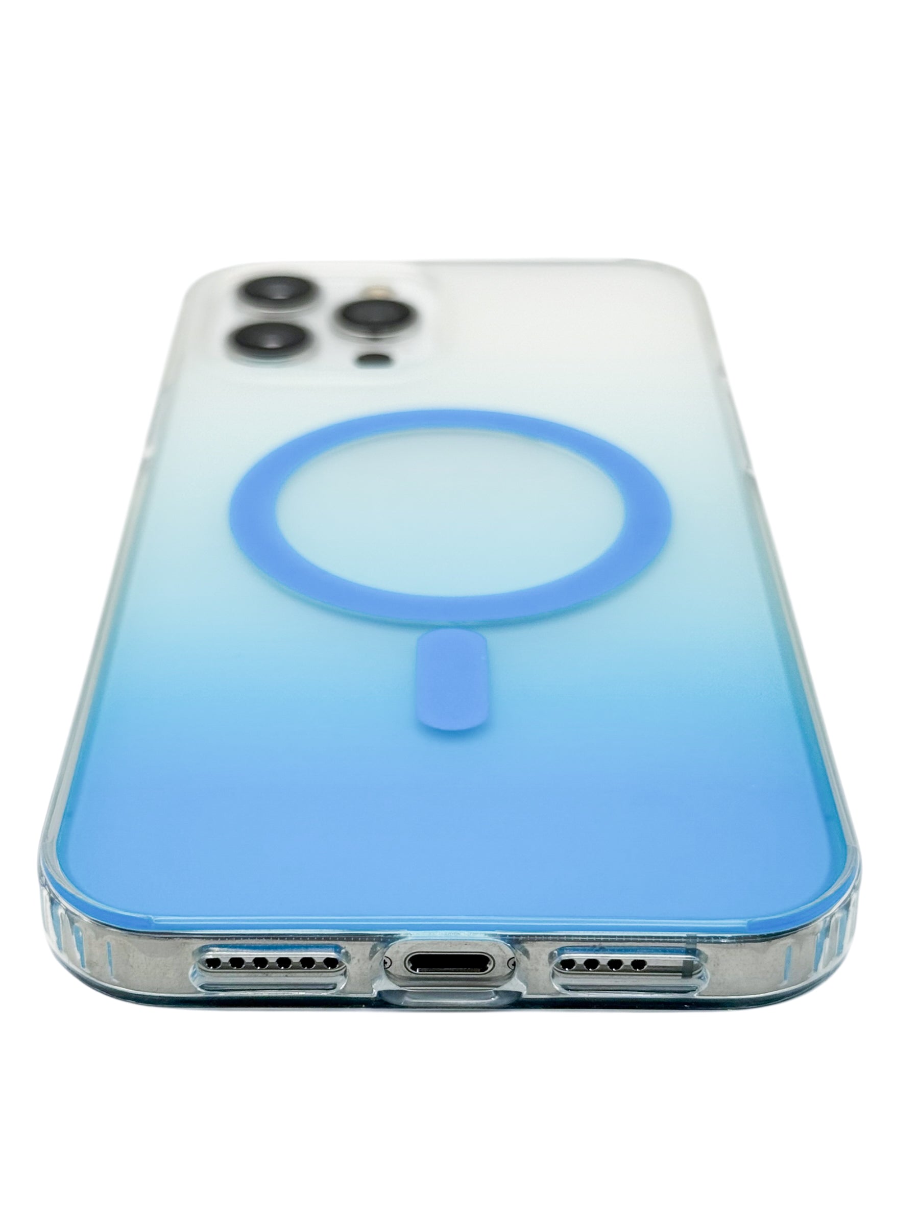 Funda para iPhone 12 PRO MAX (6.7) Rigida con aro magsafe degradada azul