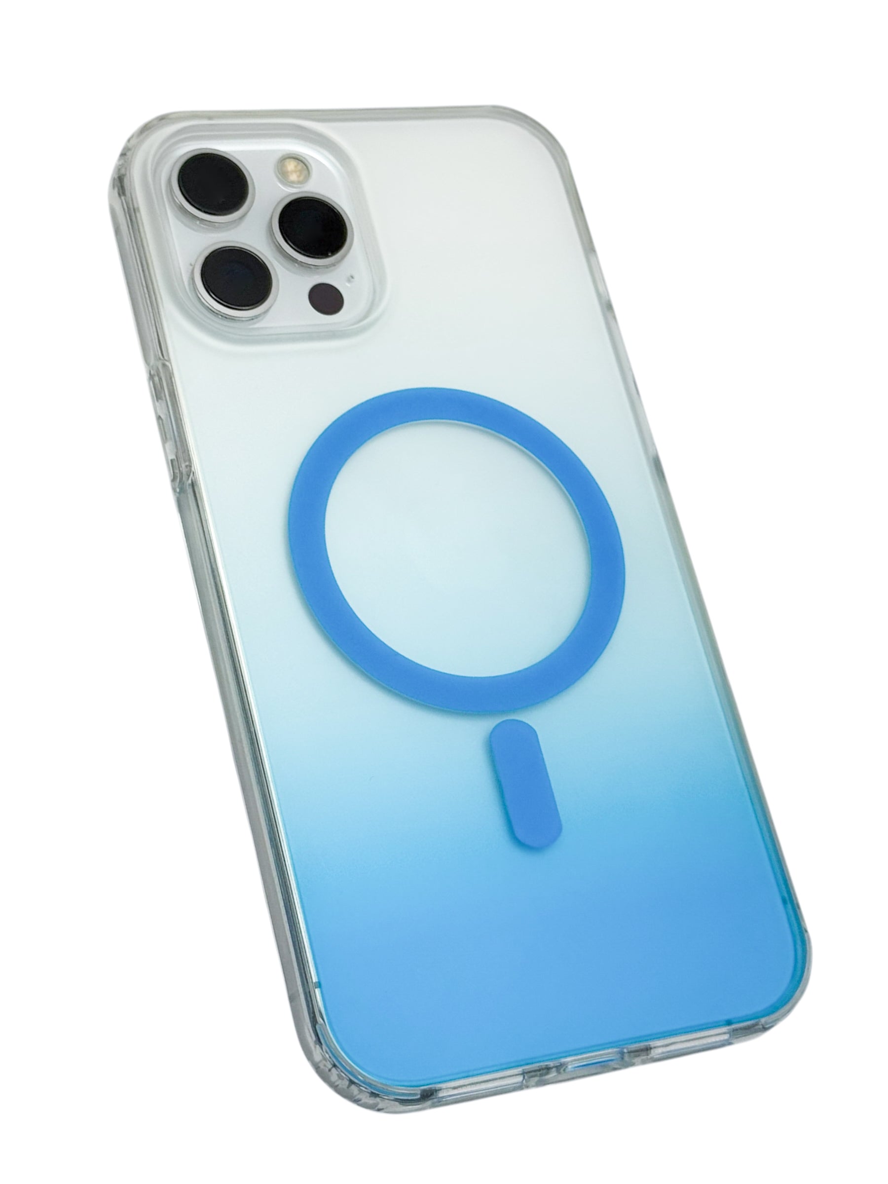 Funda para iPhone 12 PRO MAX (6.7) Rigida con aro magsafe degradada azul
