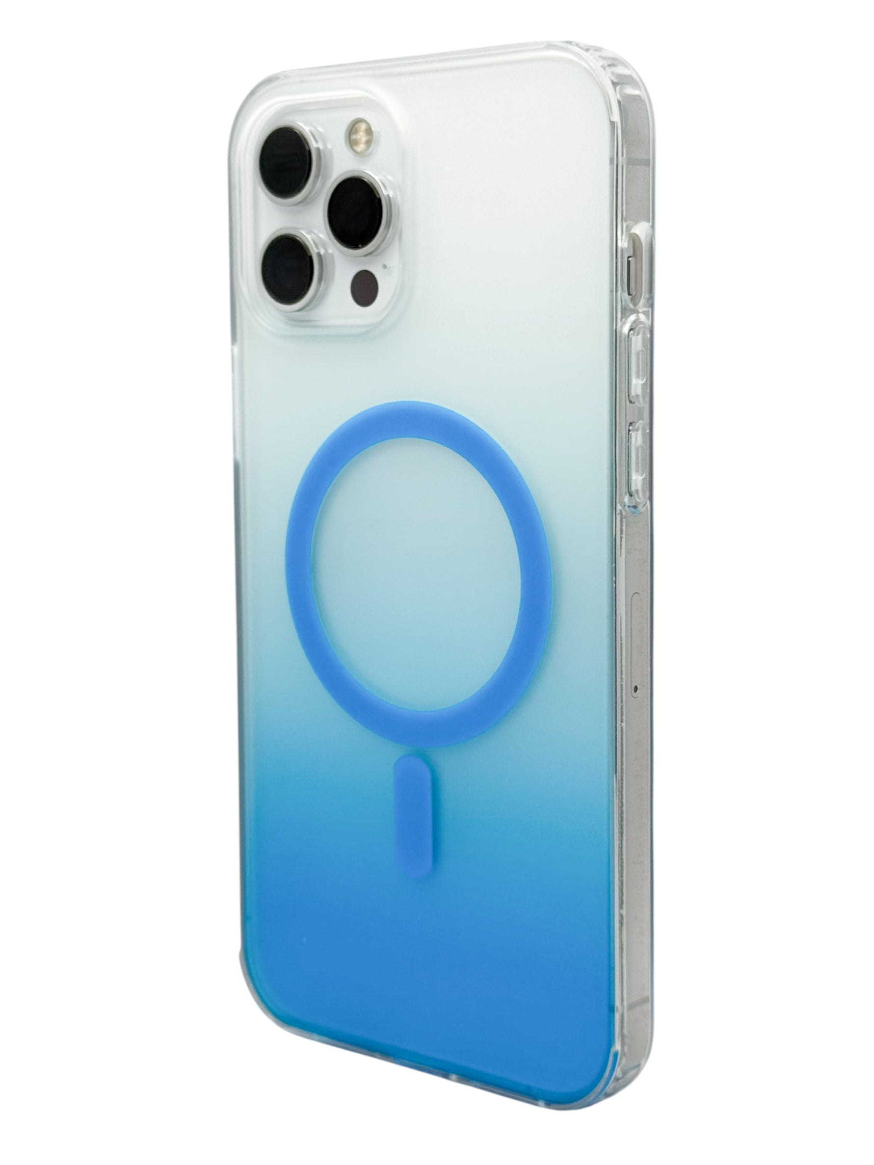 Funda para iPhone 12 PRO MAX (6.7) Rigida con aro magsafe degradada azul