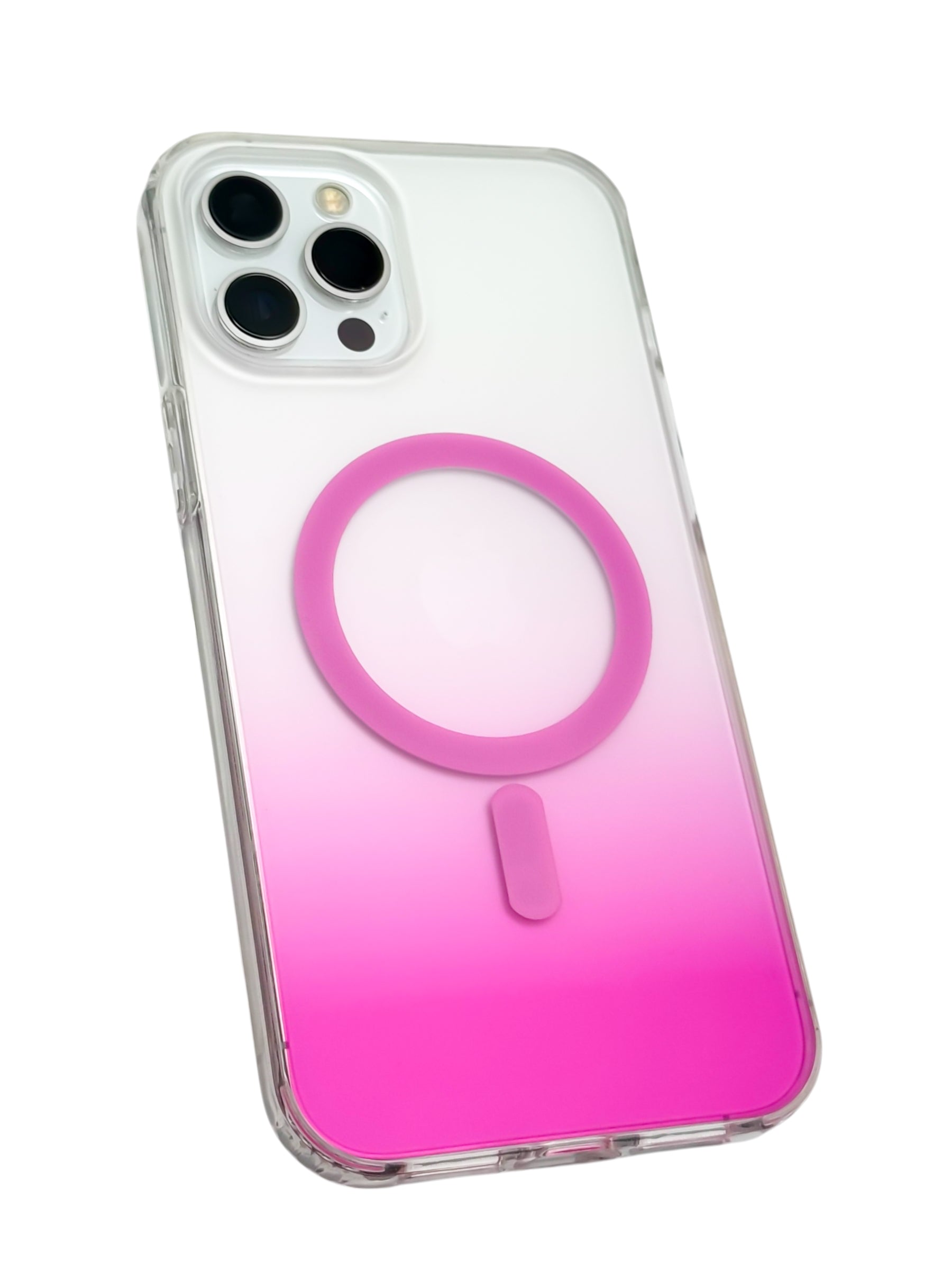 Funda para iPhone 12 PRO MAX (6.7) Rigida con aro magsafe degradada rosa