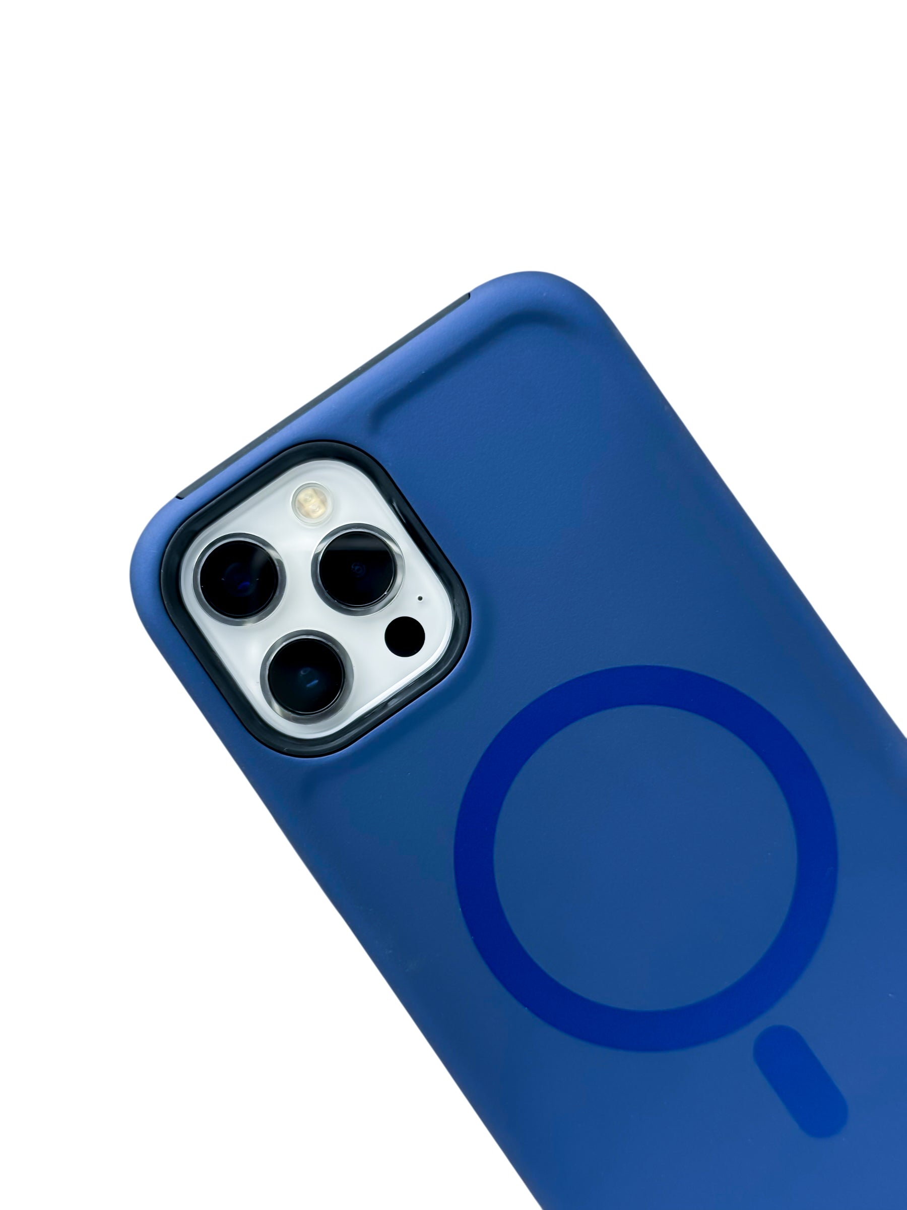 Funda para iPhone 12 PRO MAX (6.7) Rigida con aro magsafe textura suave azul