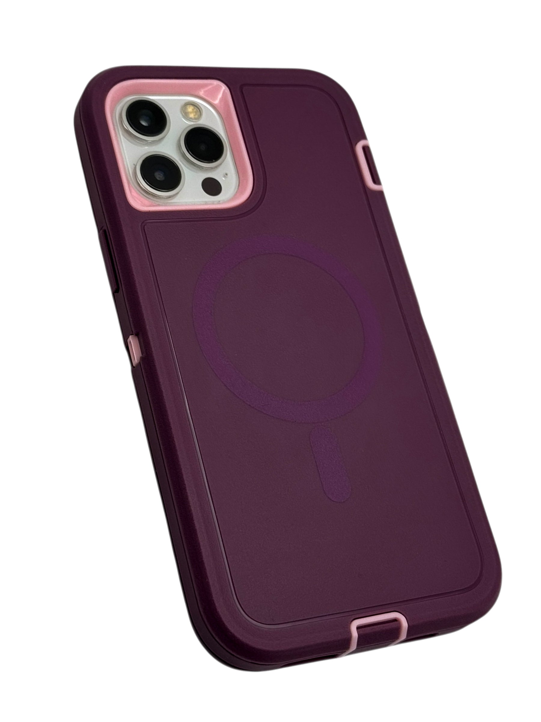 Funda para iPhone 12 PRO MAX (6.7) uso rudo extremo 3 en 1 compatible con magsafe color morado