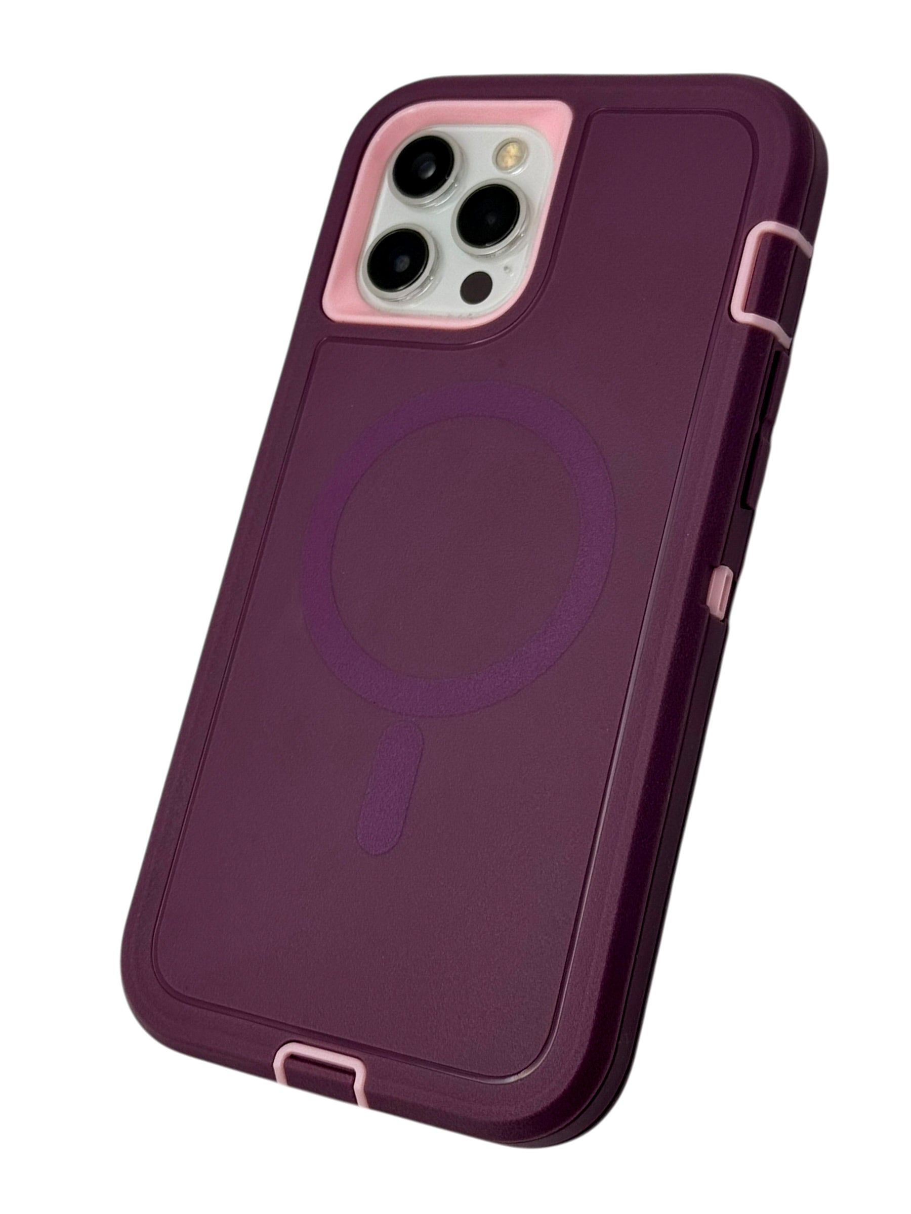 Funda para iPhone 12 PRO MAX (6.7) uso rudo extremo 3 en 1 compatible con magsafe color morado