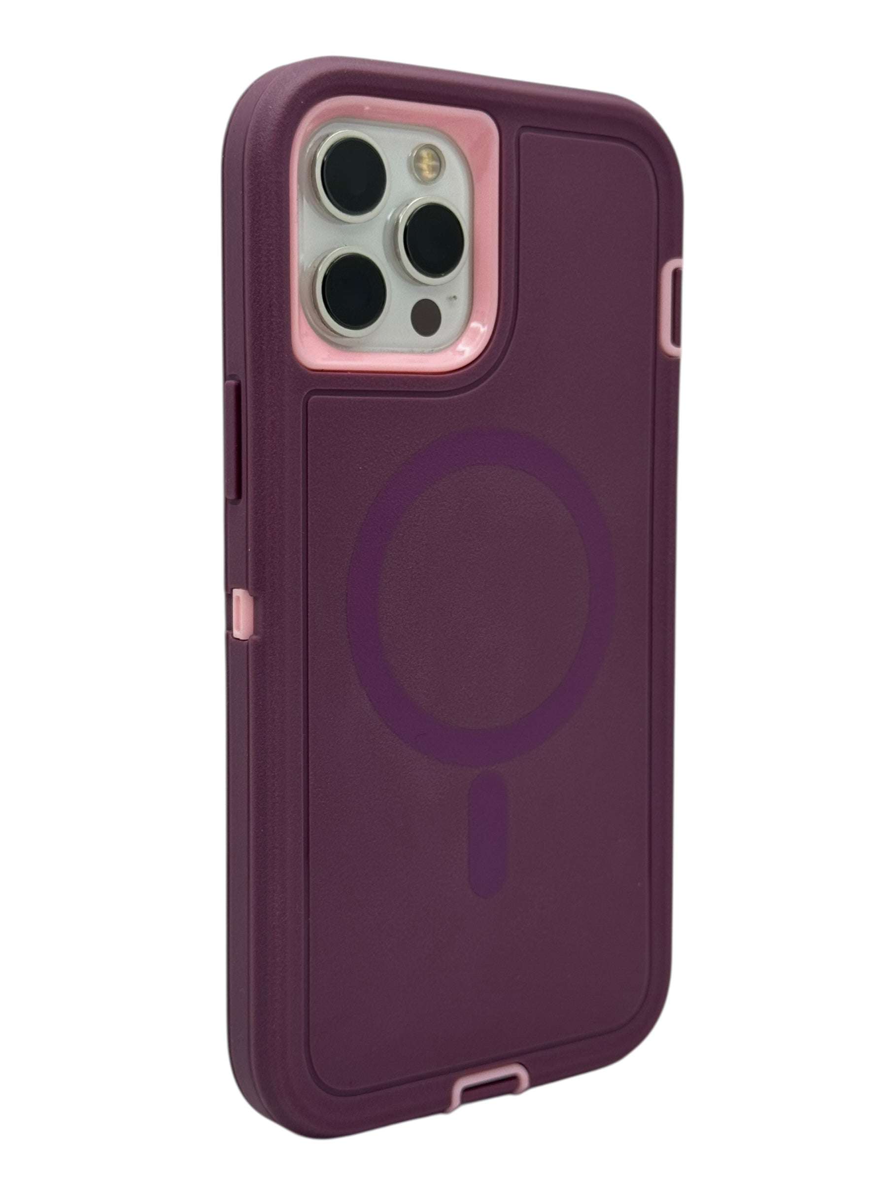 Funda para iPhone 12 PRO MAX (6.7) uso rudo extremo 3 en 1 compatible con magsafe color morado
