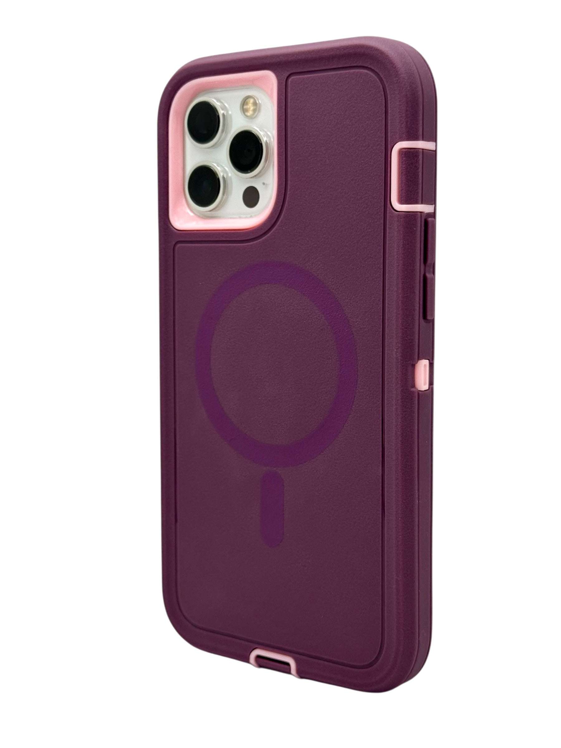 Funda para iPhone 12 PRO MAX (6.7) uso rudo extremo 3 en 1 compatible con magsafe color morado