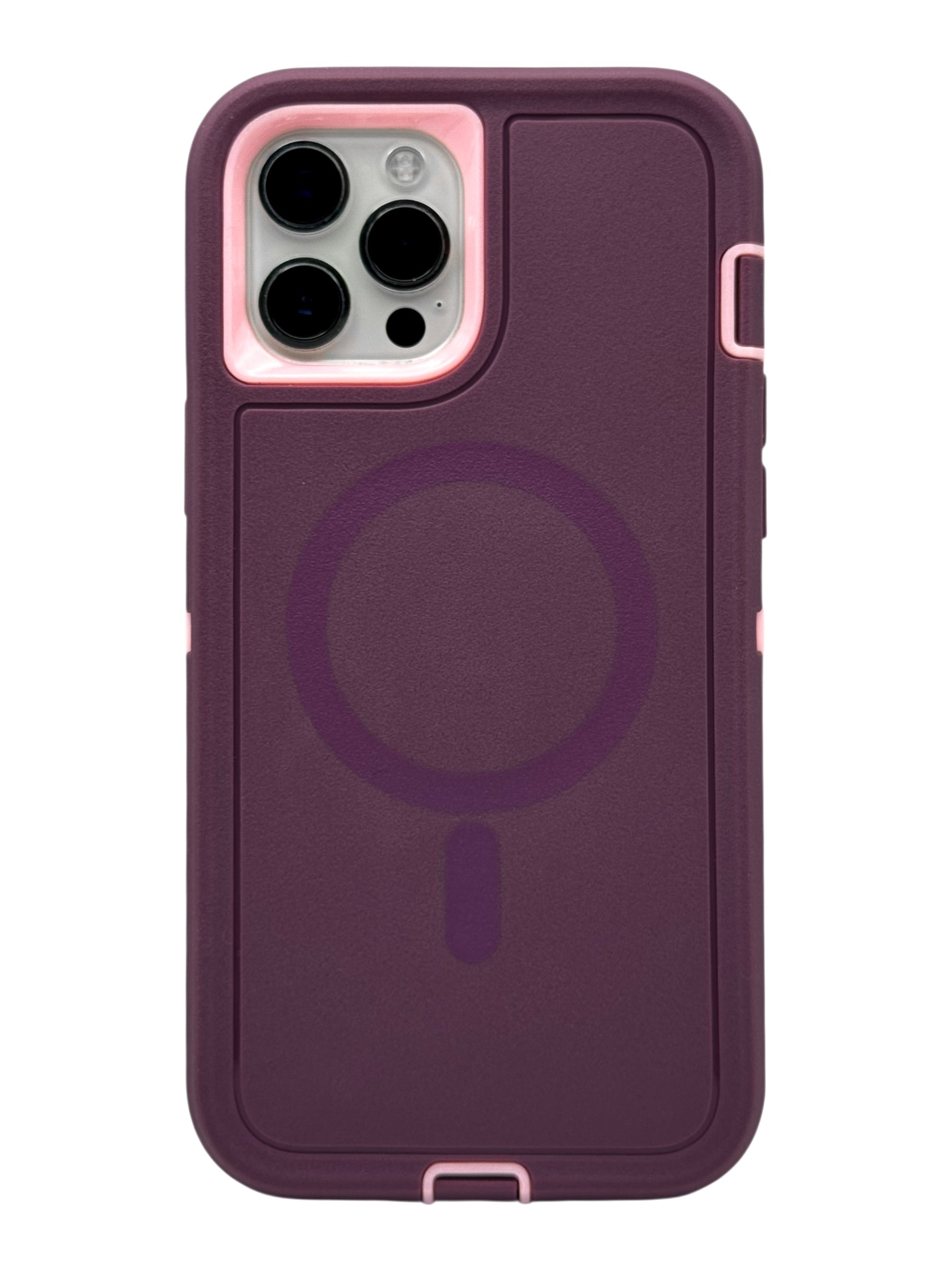 Funda para iPhone 12 PRO MAX (6.7) uso rudo extremo 3 en 1 compatible con magsafe color morado