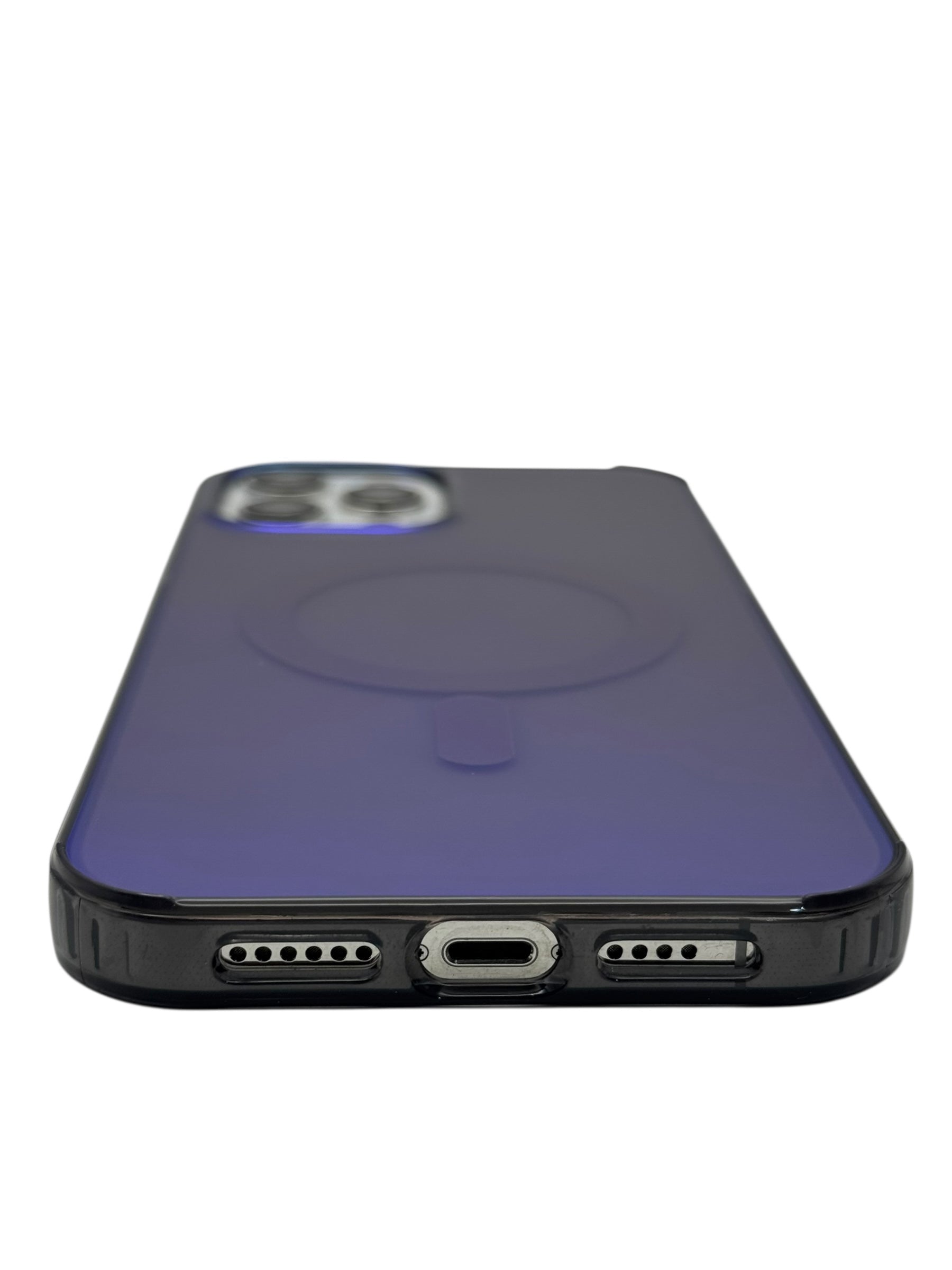 Funda para iPhone 12 PRO MAX (6.7) Rigida con aro magsafe efecto tornasol negro