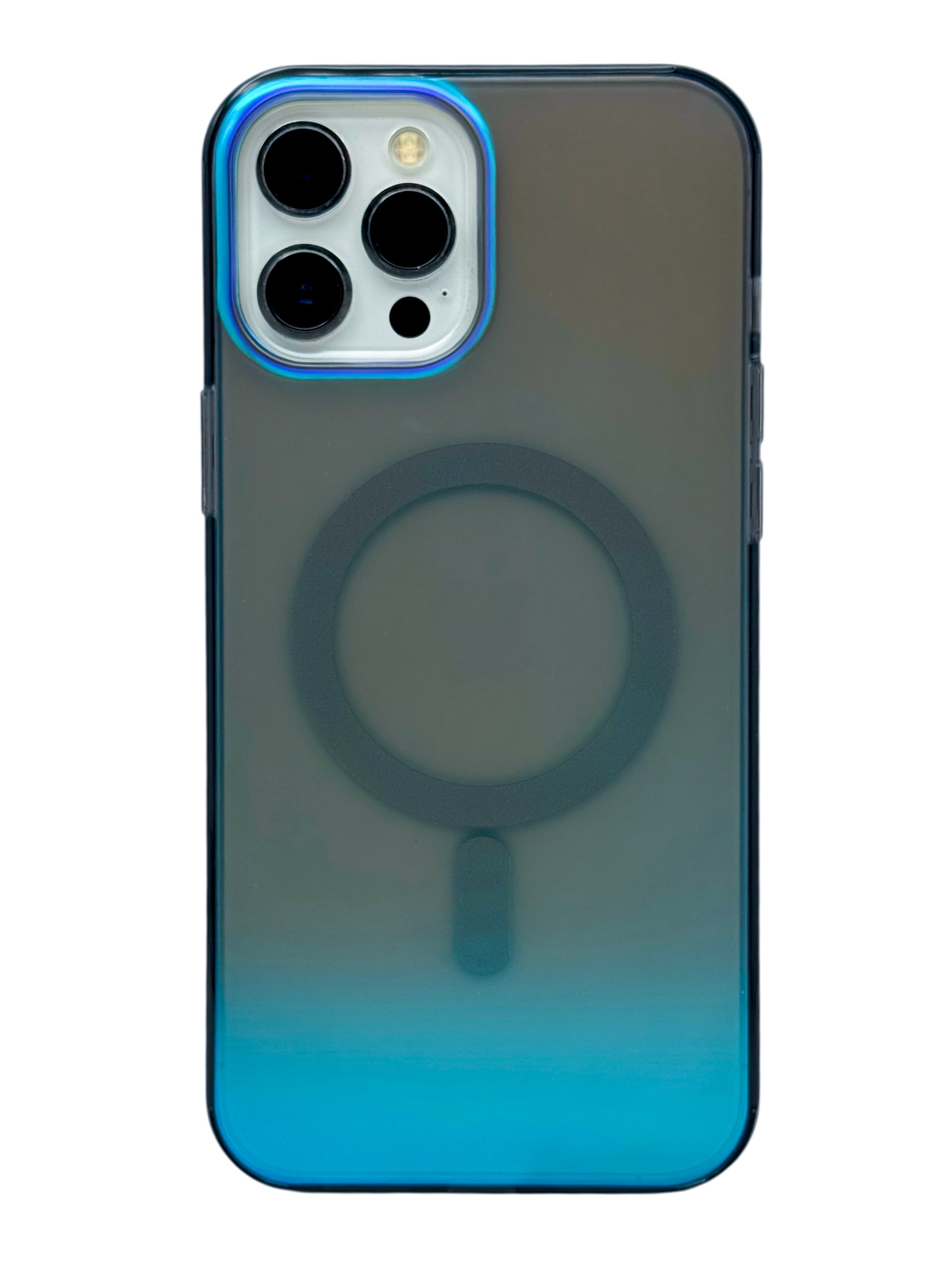 Funda para iPhone 12 PRO MAX (6.7) Rigida con aro magsafe efecto tornasol negro