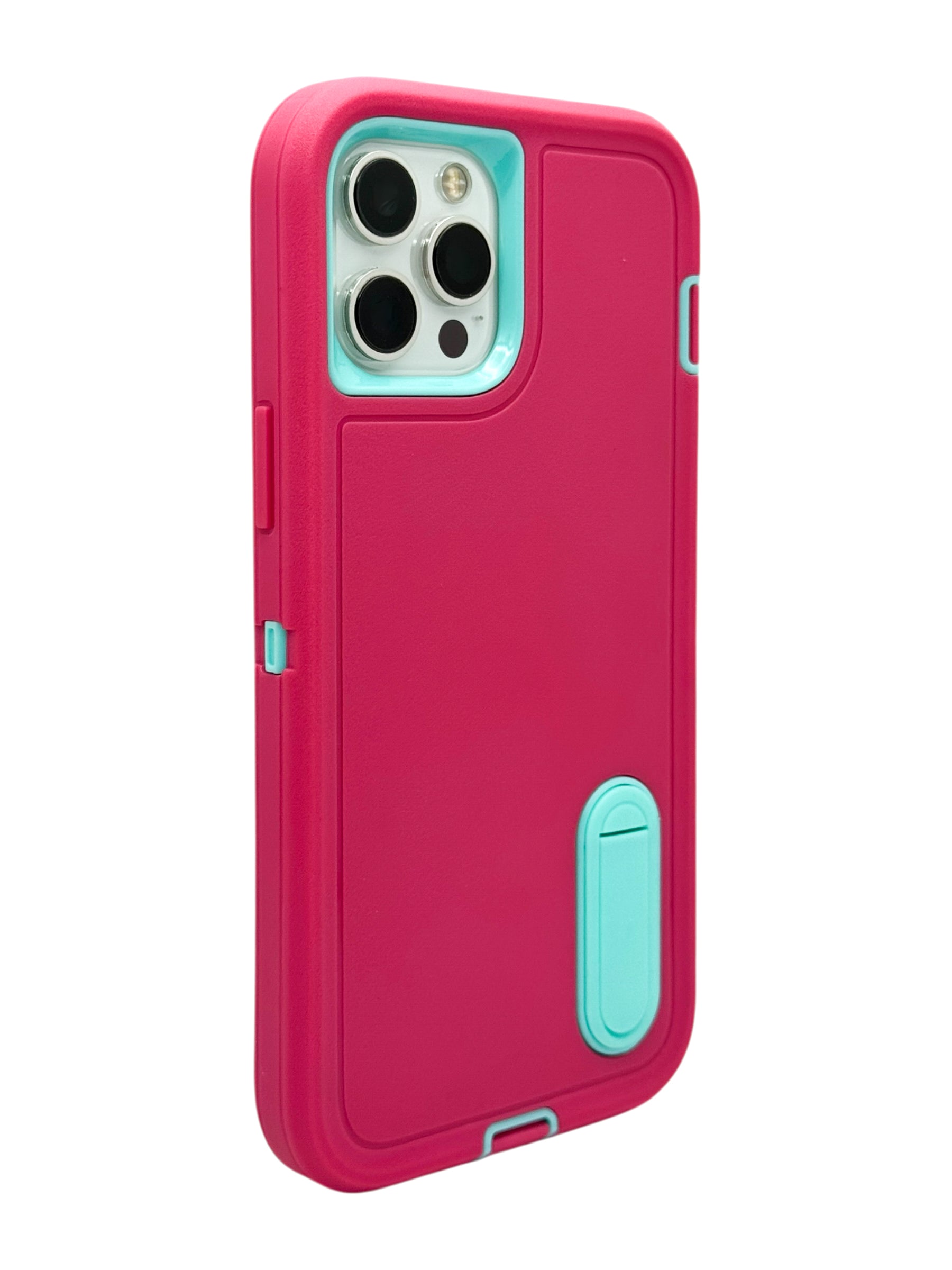 Funda para iPhone 12 PRO MAX (6.7) uso rudo extremo 3 en 1 con base de apoyo Rosa