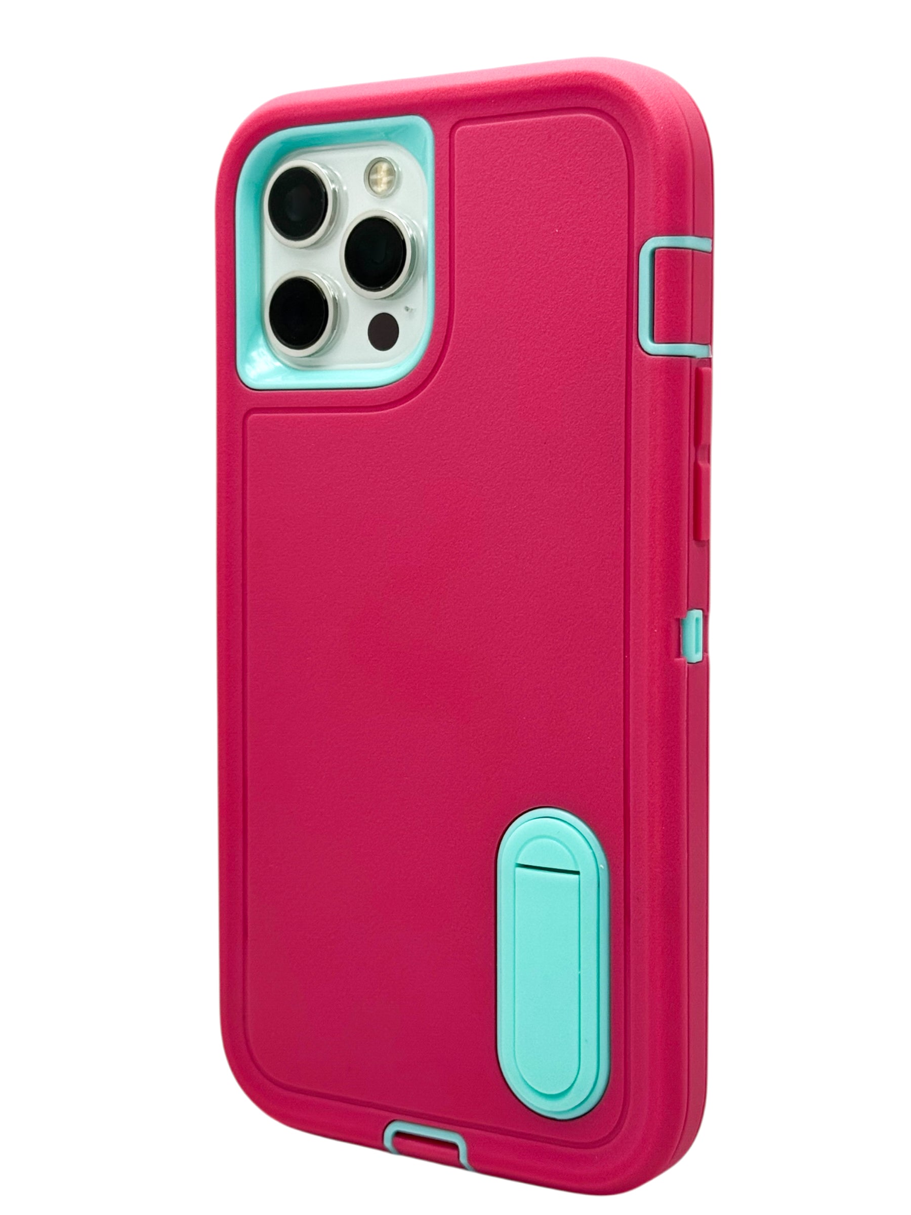 Funda para iPhone 12 PRO MAX (6.7) uso rudo extremo 3 en 1 con base de apoyo Rosa