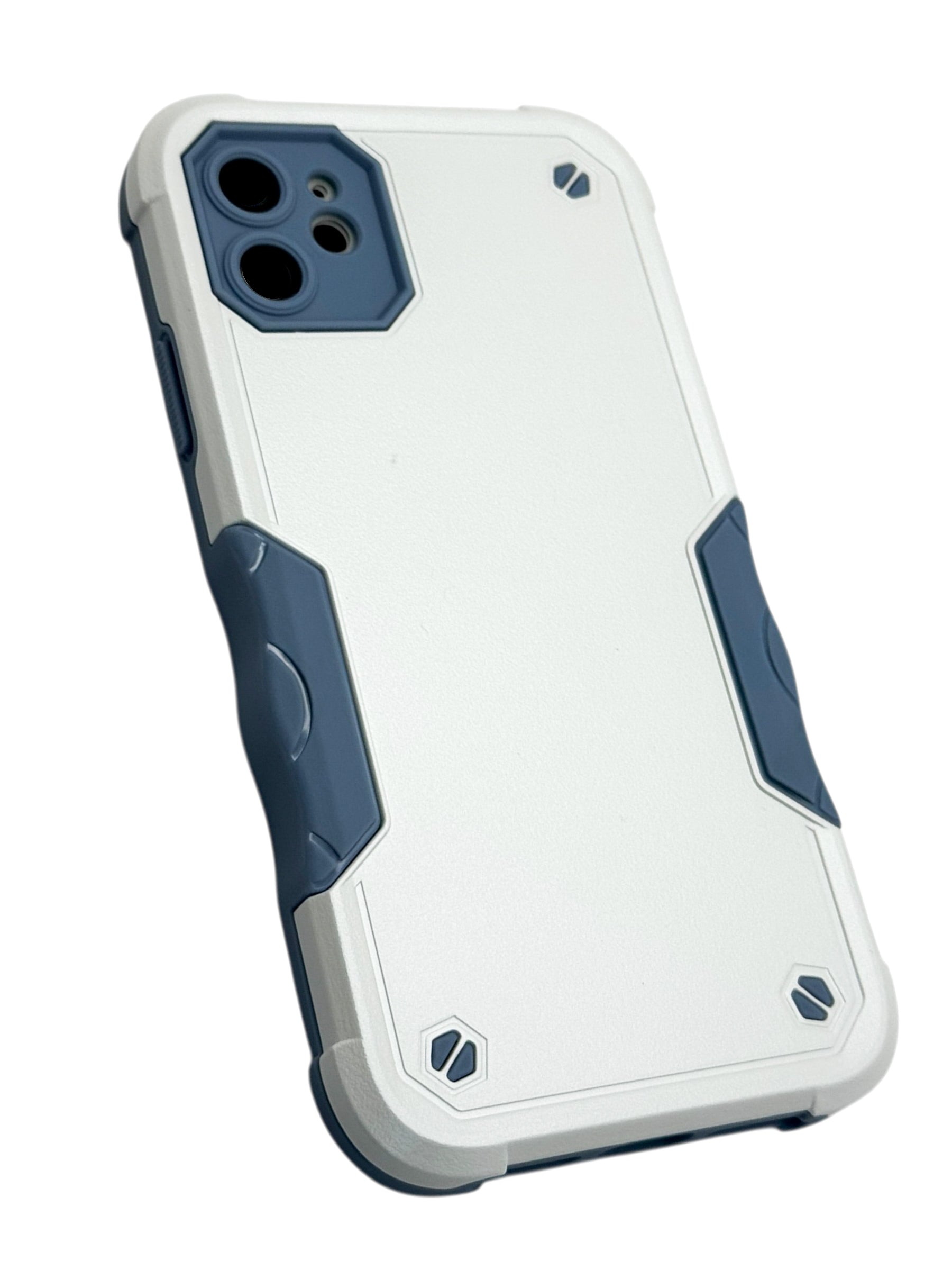 Funda para iPhone 11 normal (6.1) Uso rudo con protección de cámara y agarre ergonómico blanco