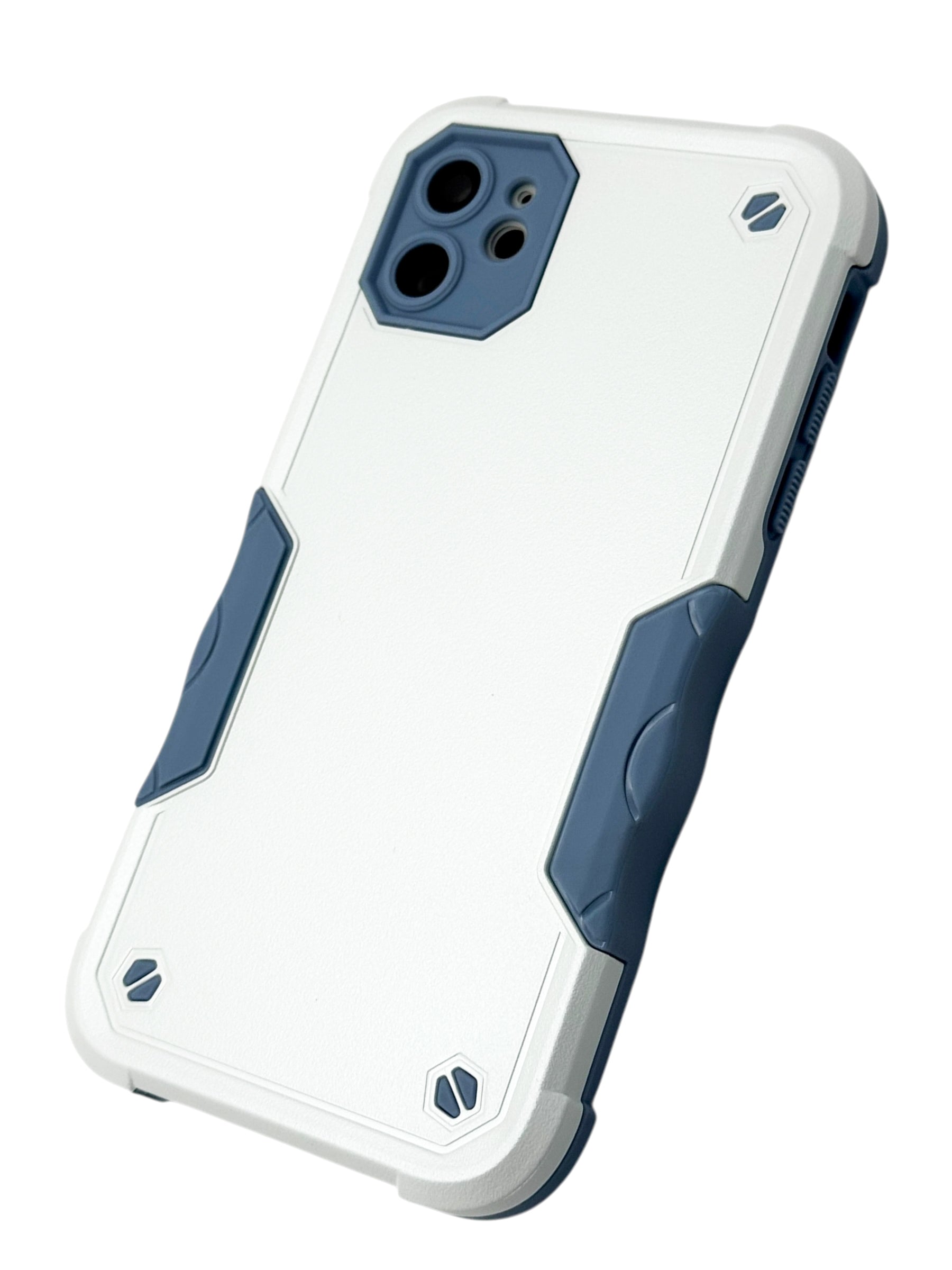 Funda para iPhone 11 normal (6.1) Uso rudo con protección de cámara y agarre ergonómico blanco