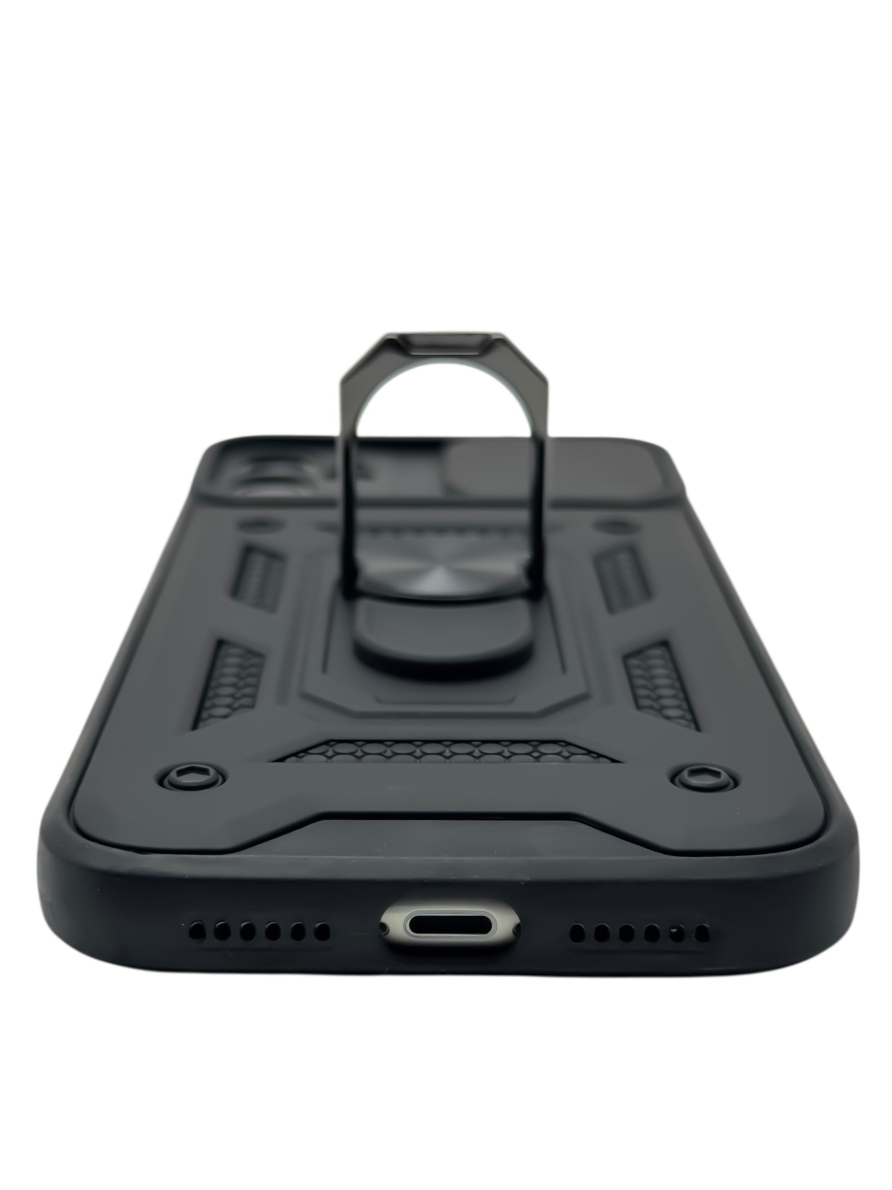 Funda Para iPhone 11 normal (6.1) rigida con doble proteccion en area de camaras y anillo negro