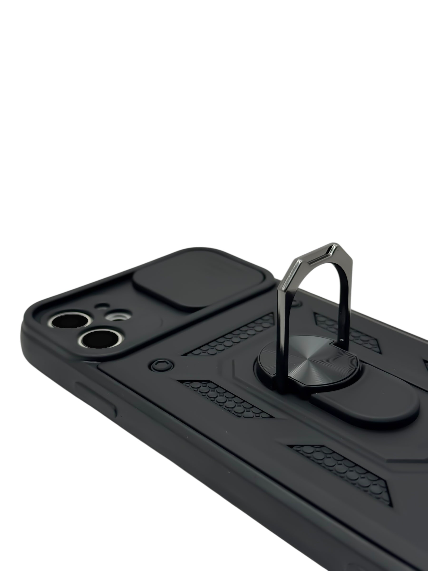 Funda Para iPhone 11 normal (6.1) rigida con doble proteccion en area de camaras y anillo negro
