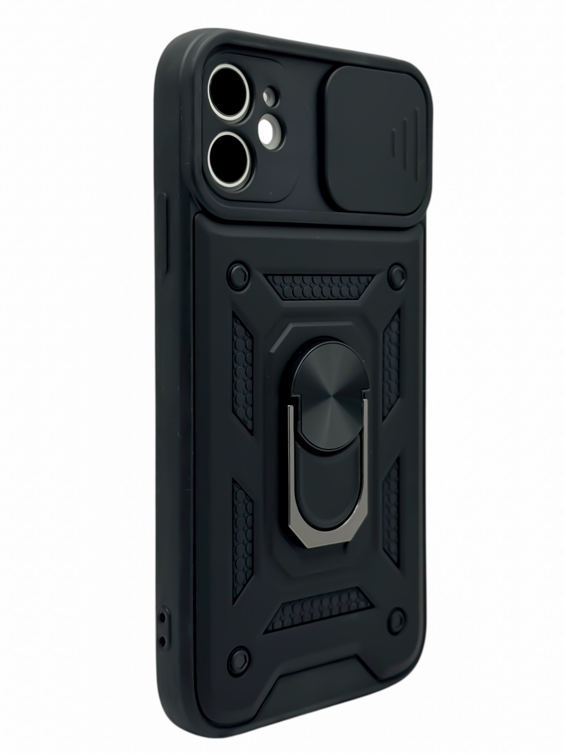 Funda Para iPhone 11 normal (6.1) rigida con doble proteccion en area de camaras y anillo negro