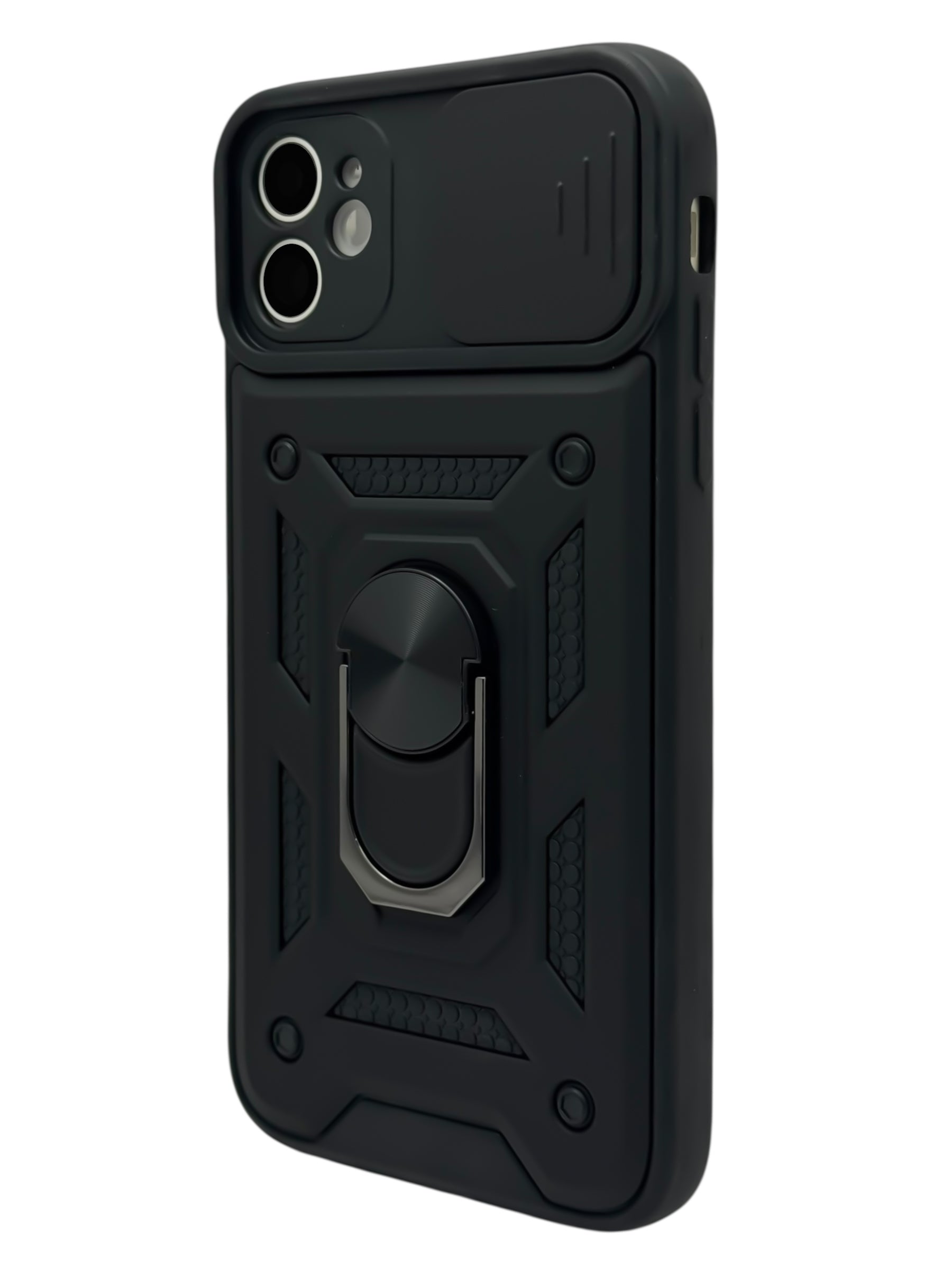 Funda Para iPhone 11 normal (6.1) rigida con doble proteccion en area de camaras y anillo negro
