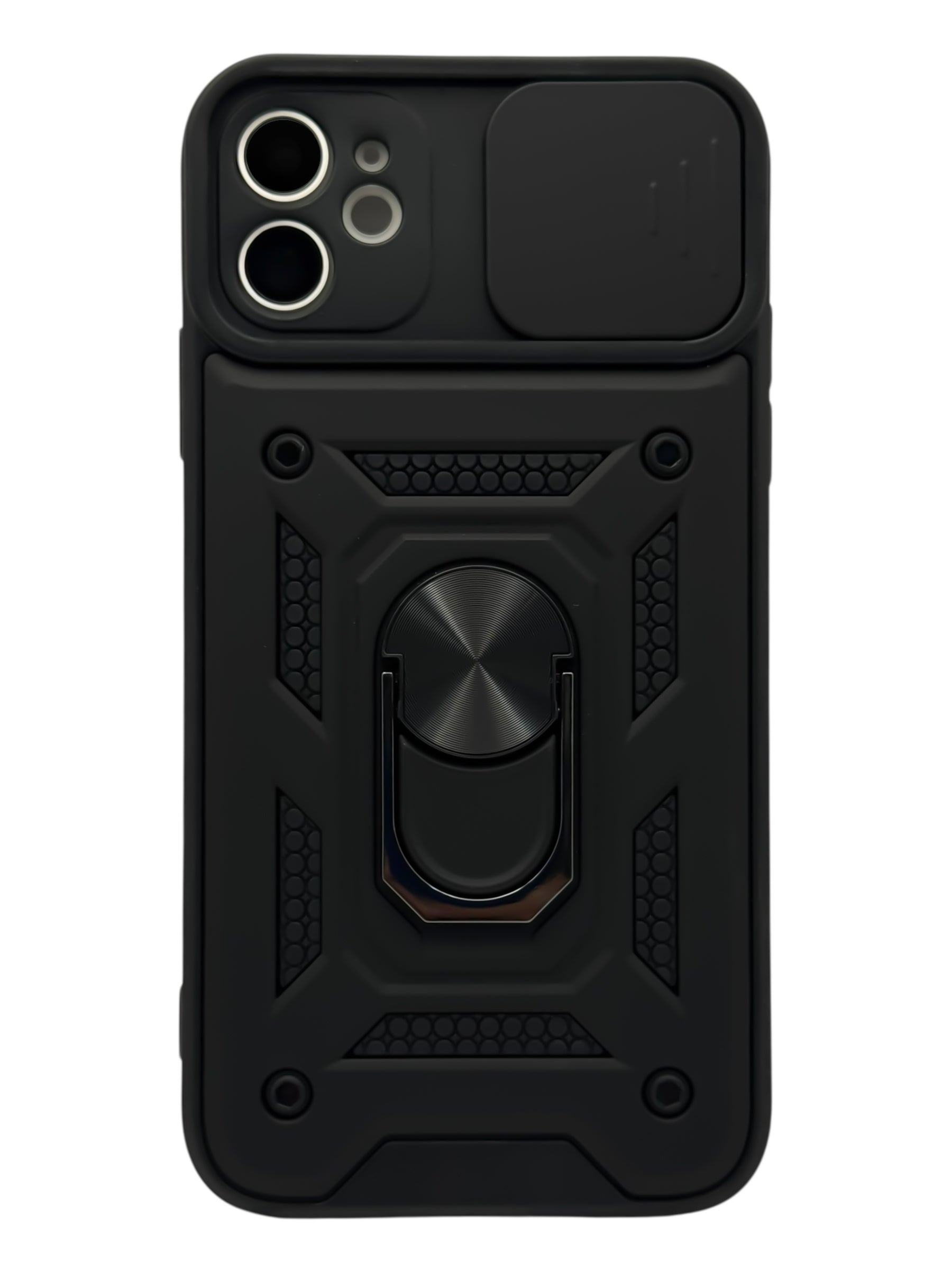 Funda Para iPhone 11 normal (6.1) rigida con doble proteccion en area de camaras y anillo negro
