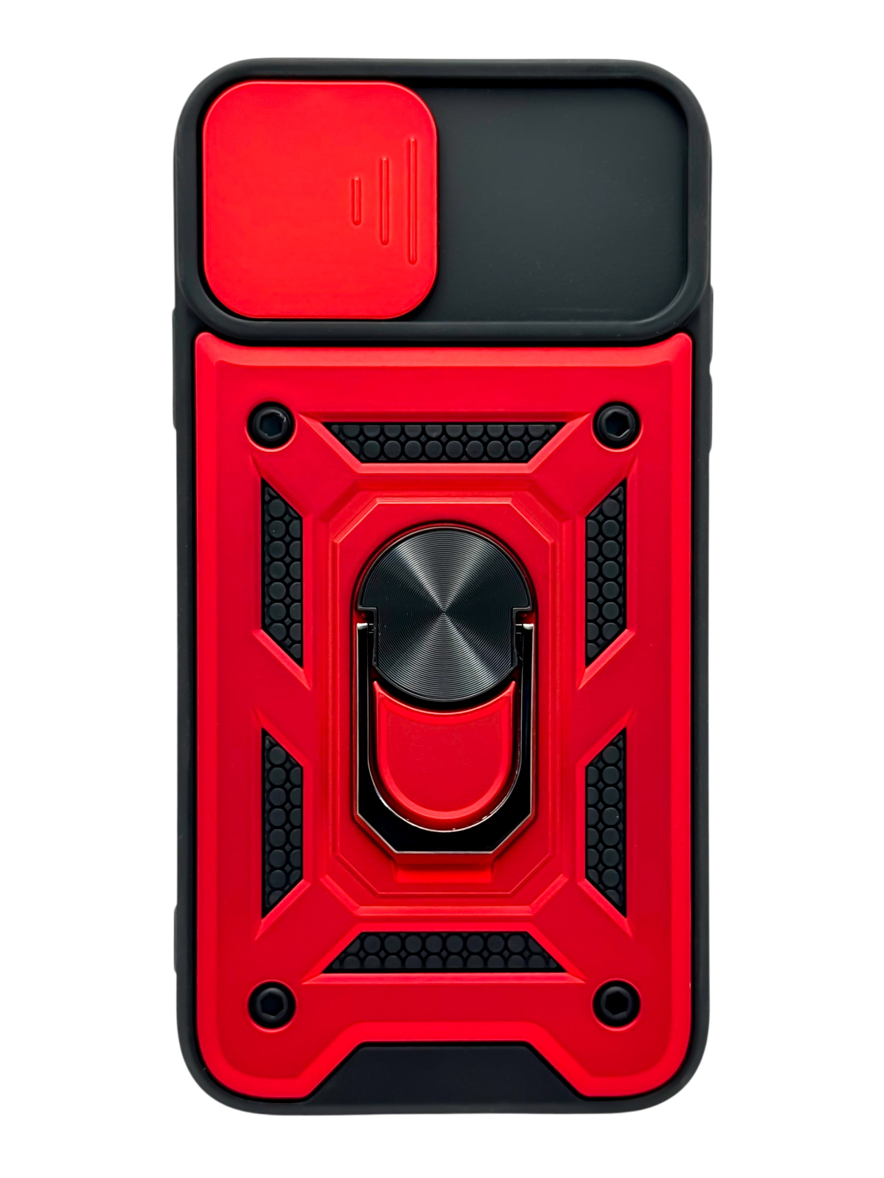 Funda Para iPhone 11 normal (6.1) rigida con doble proteccion en area de camaras y anillo roja