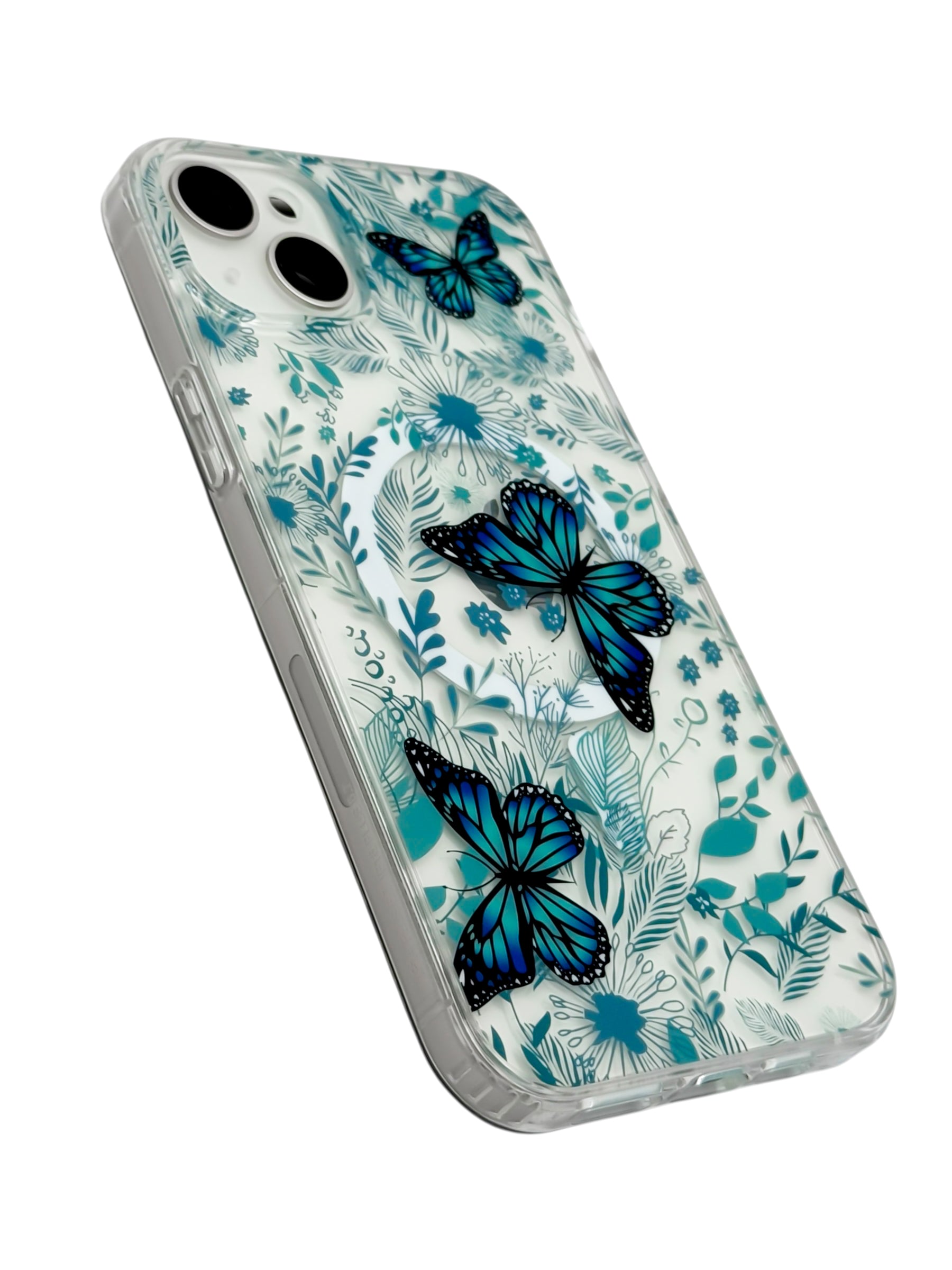 Funda para iPhone 15 plus (6.7) con Magsafe diseño Mariposas azules