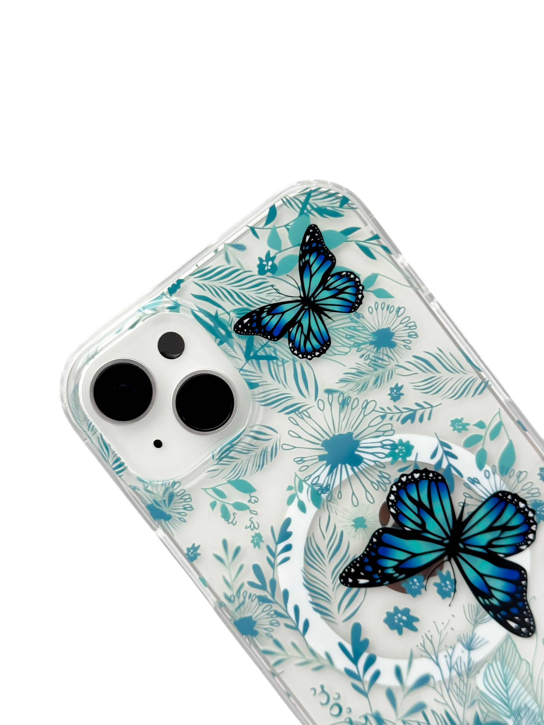Funda para iPhone 15 plus (6.7) con Magsafe diseño Mariposas azules