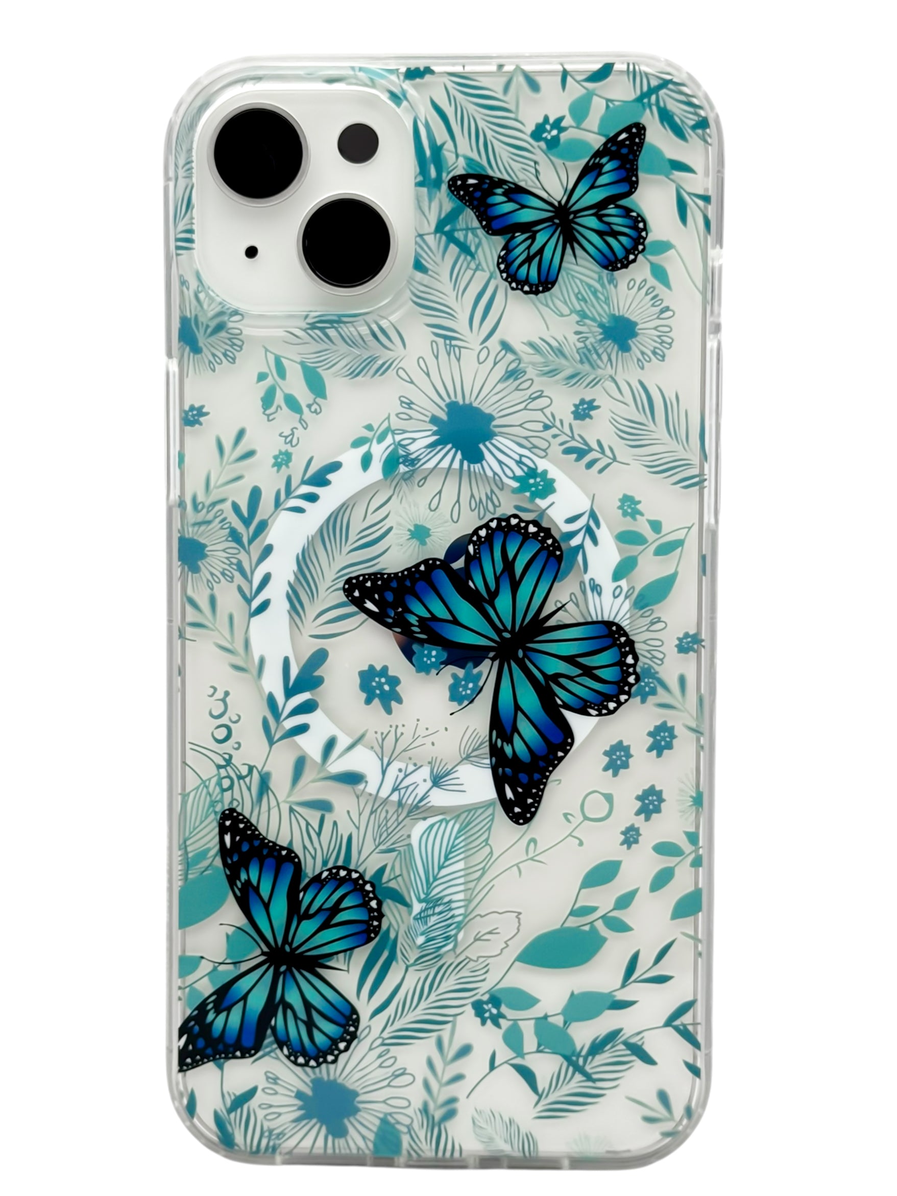 Funda para iPhone 15 plus (6.7) con Magsafe diseño Mariposas azules