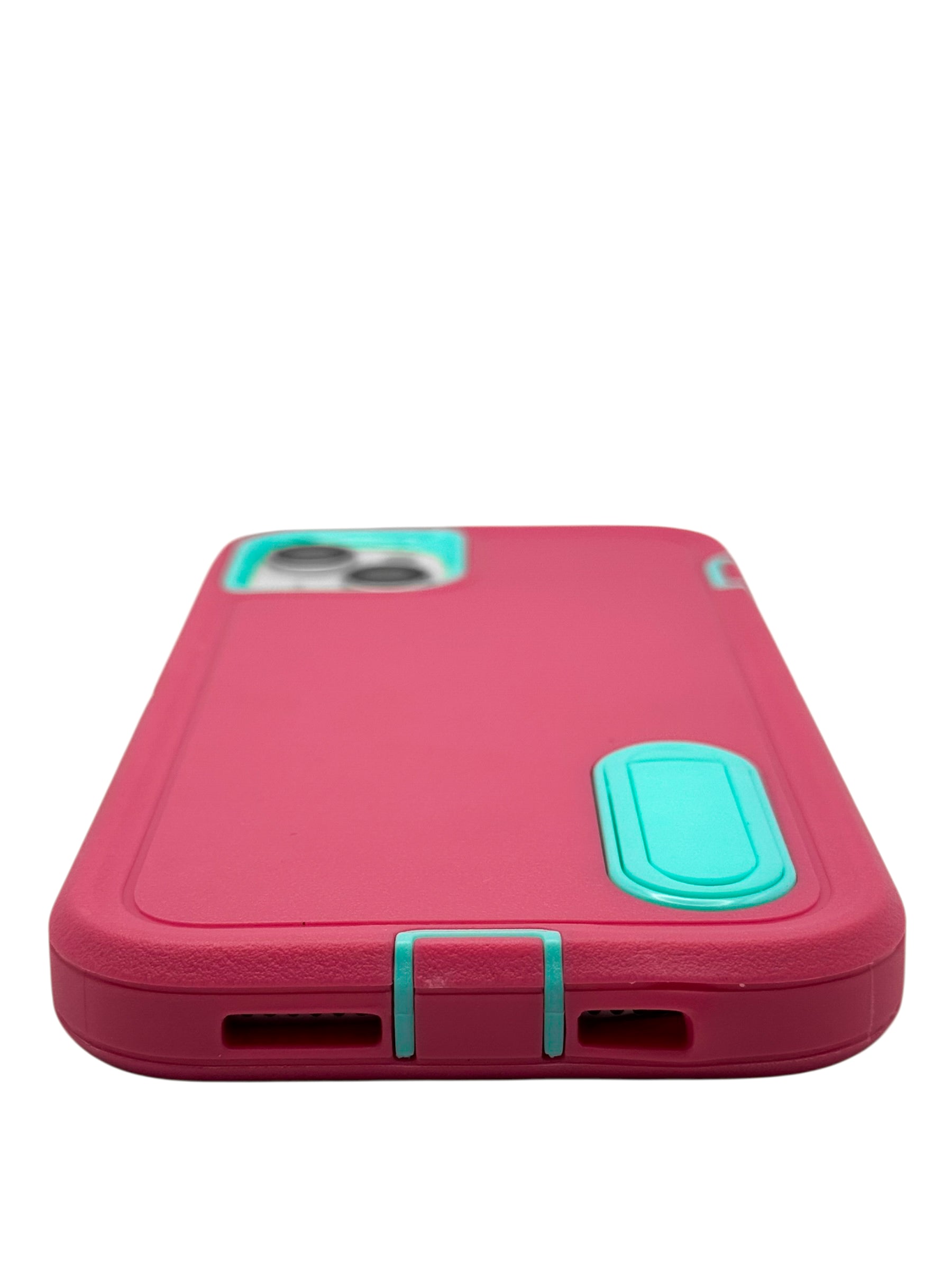 Funda para iPhone 14 plus (6.7) uso rudo extremo 3 en 1 con base de apoyo Rosa