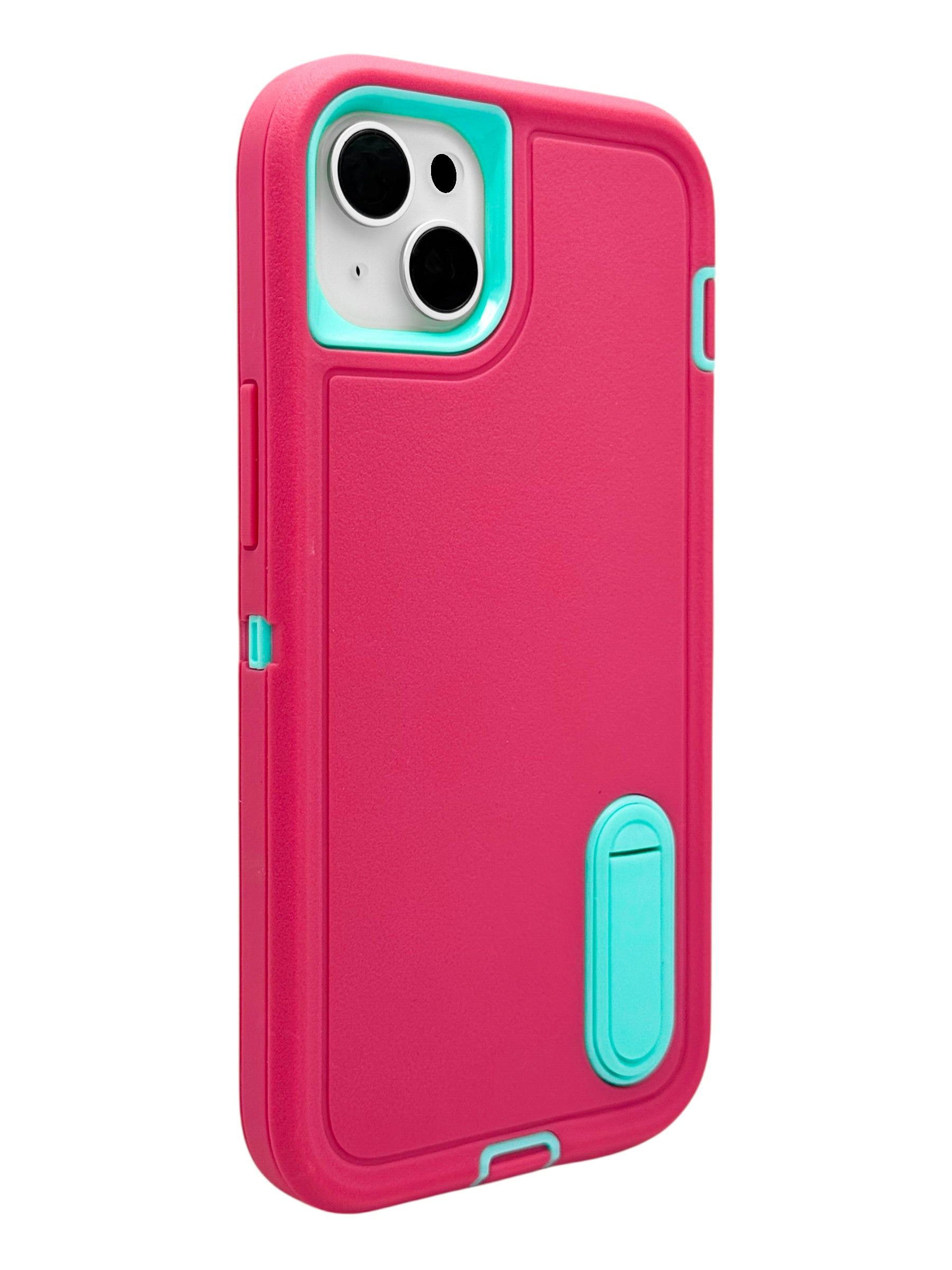 Funda para iPhone 14 plus (6.7) uso rudo extremo 3 en 1 con base de apoyo Rosa