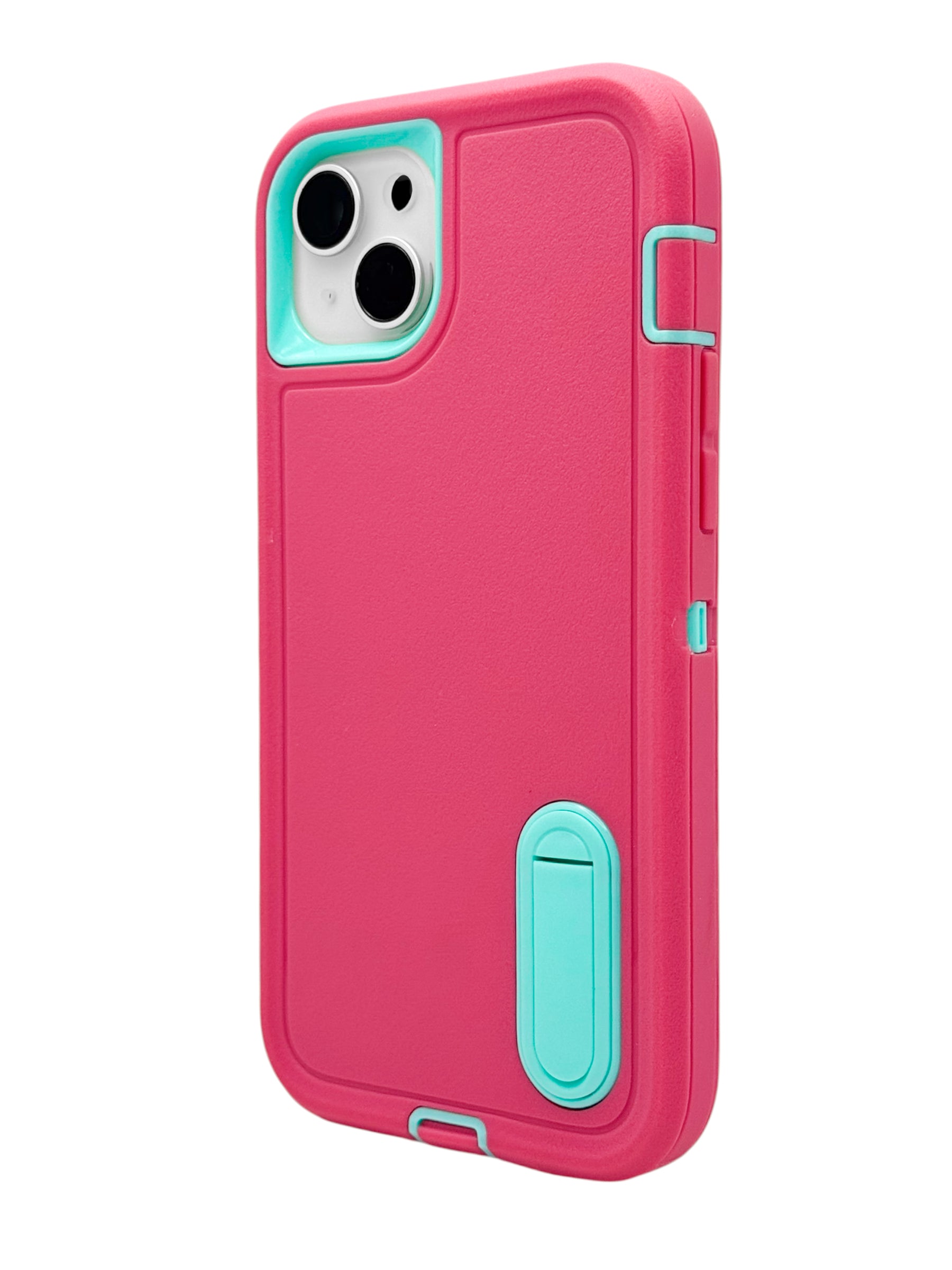 Funda para iPhone 14 plus (6.7) uso rudo extremo 3 en 1 con base de apoyo Rosa