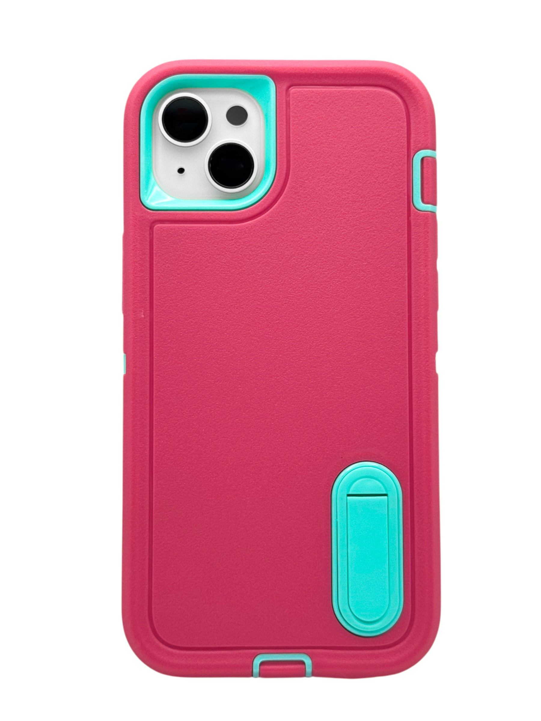 Funda para iPhone 14 plus (6.7) uso rudo extremo 3 en 1 con base de apoyo Rosa