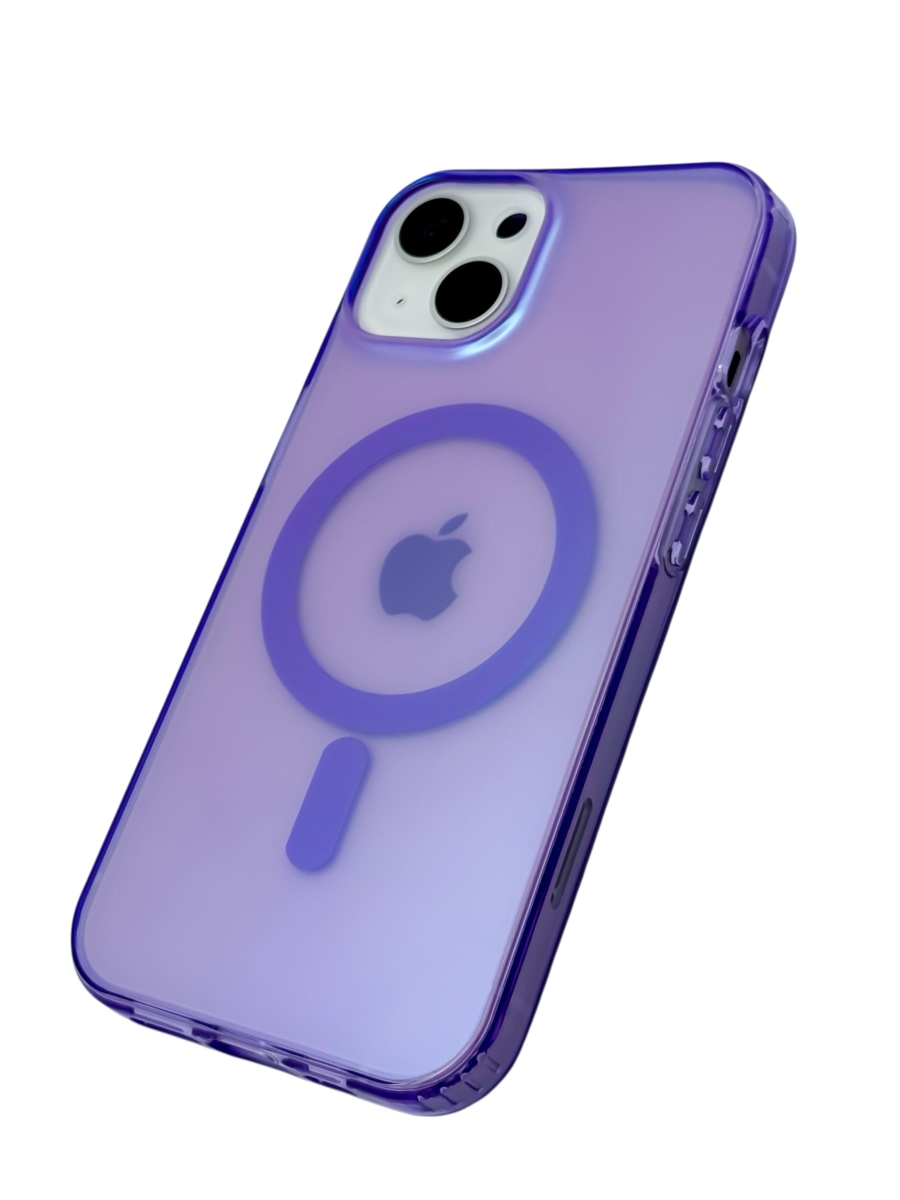 Funda para iPhone 13 normal (6.1) Rigida con aro magsafe efecto tornasol morado
