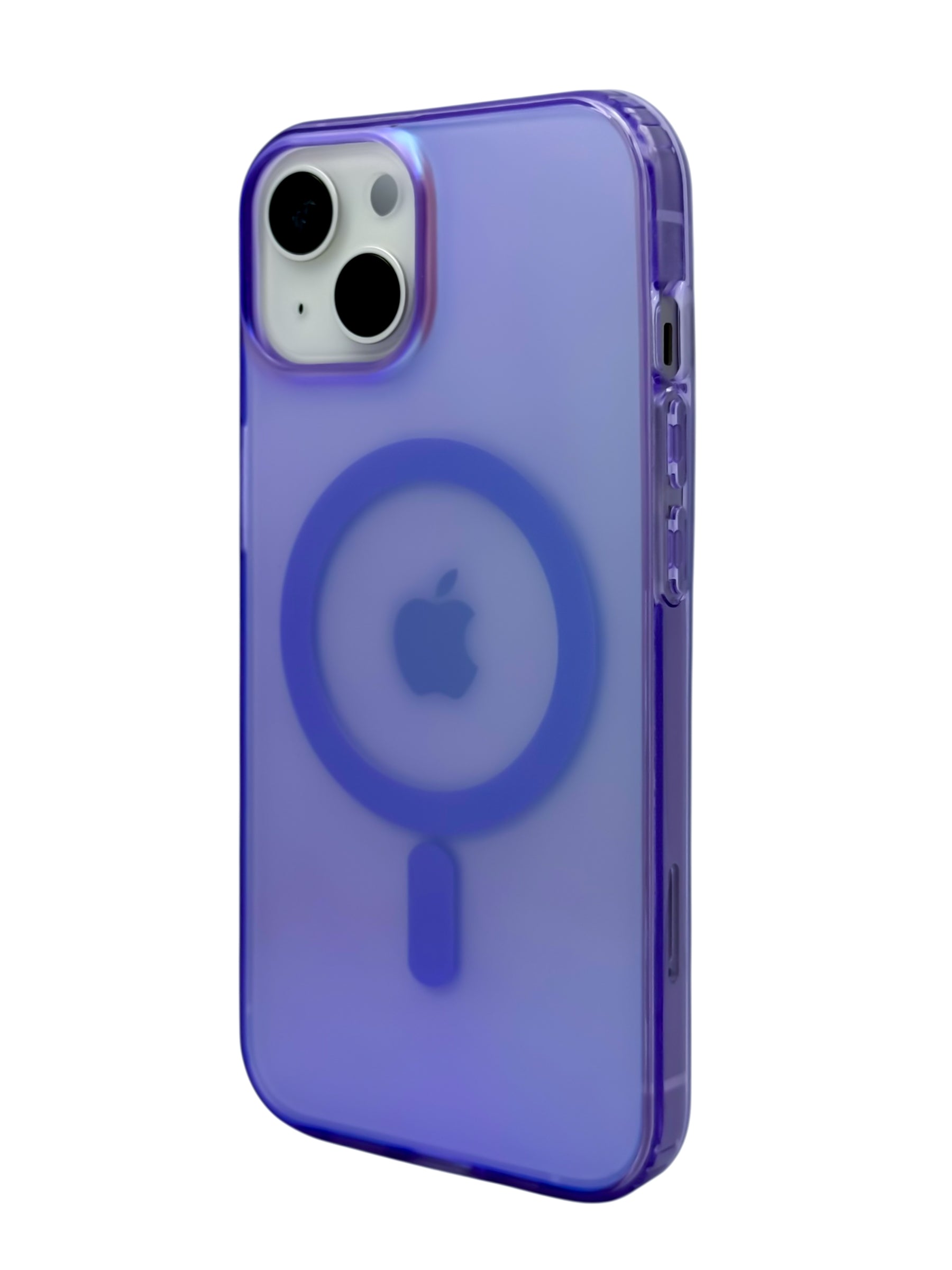Funda para iPhone 13 normal (6.1) Rigida con aro magsafe efecto tornasol morado