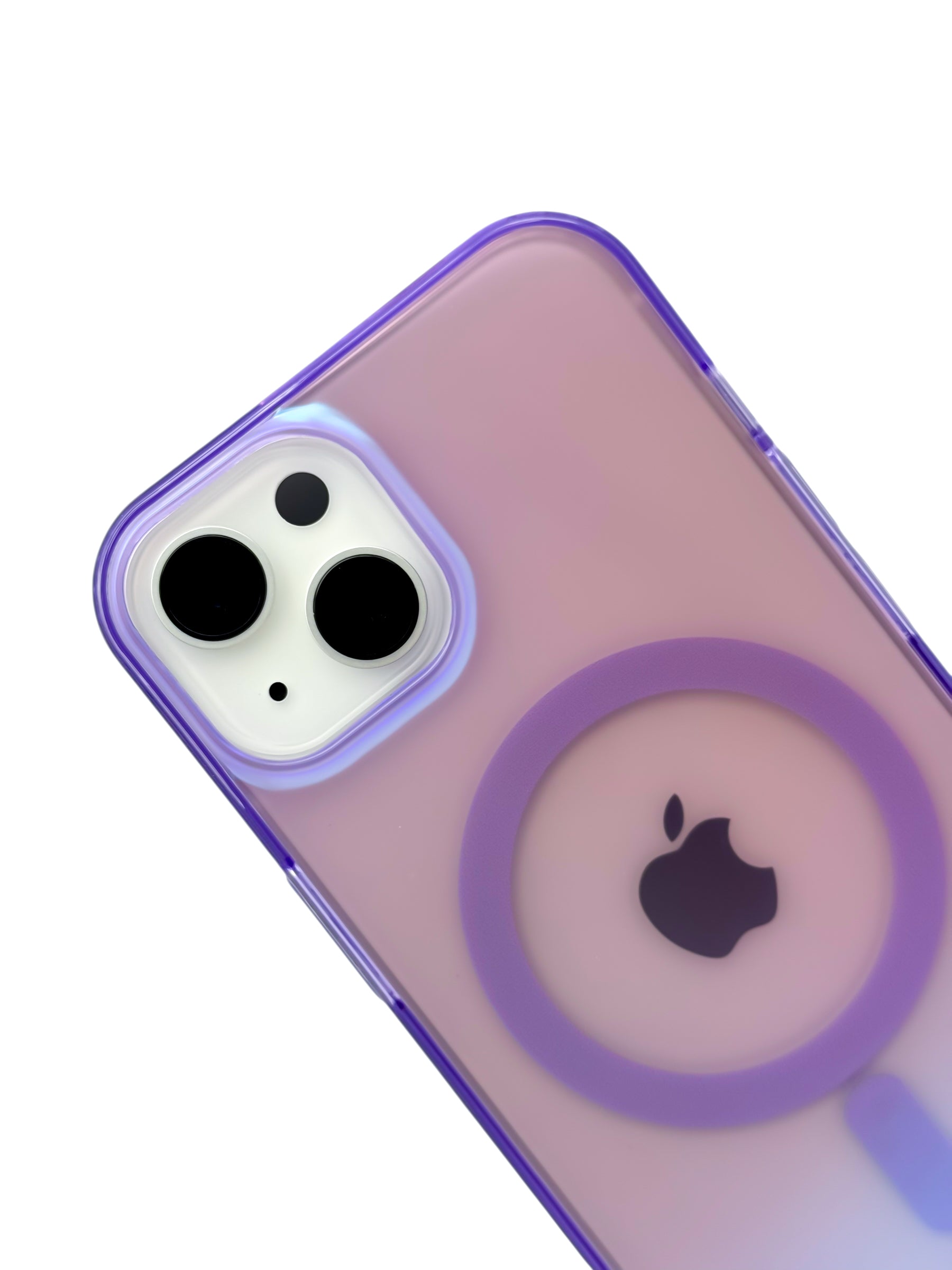 Funda para iPhone 13 normal (6.1) Rigida con aro magsafe efecto tornasol morado