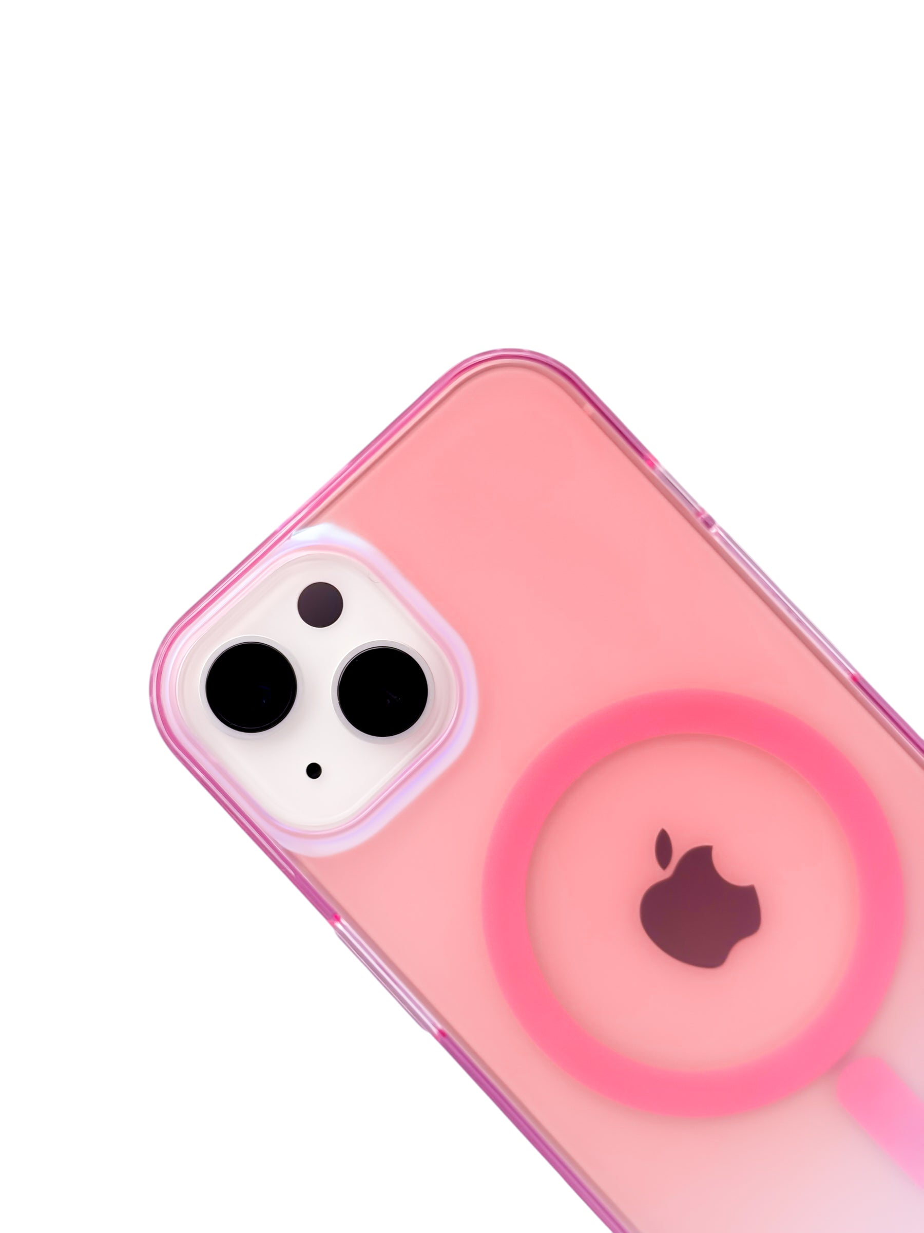 Funda para iPhone 13 normal (6.1) Rigida con aro magsafe efecto tornasol rosa