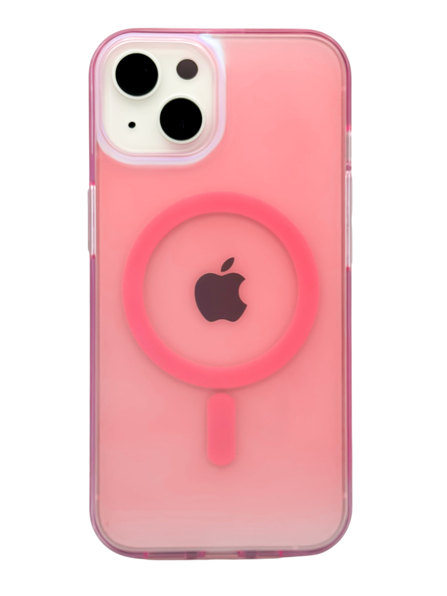 Funda para iPhone 13 normal (6.1) Rigida con aro magsafe efecto tornasol rosa