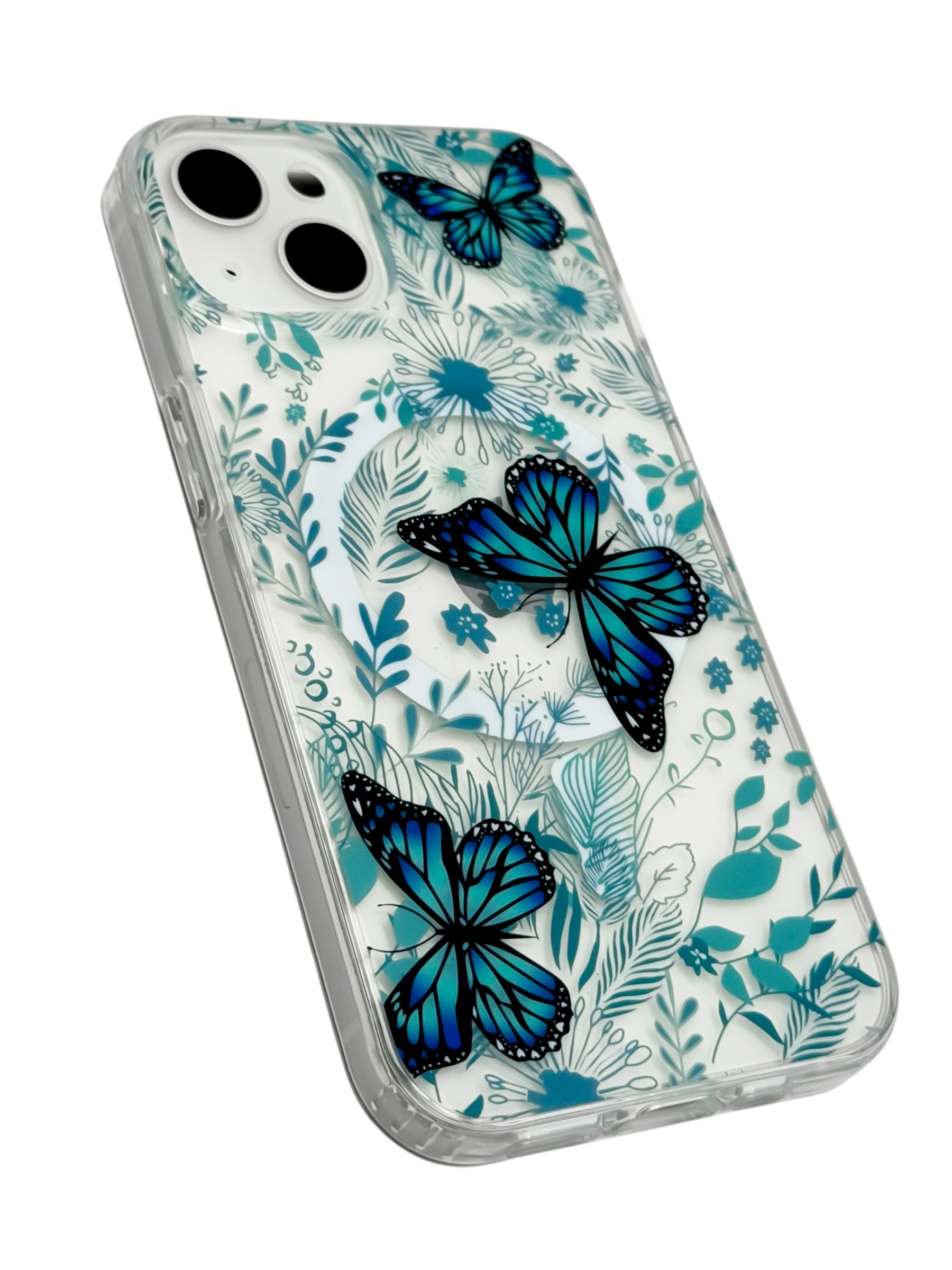 Funda para iPhone 13 normal (6.1) con Magsafe diseño Mariposas azules