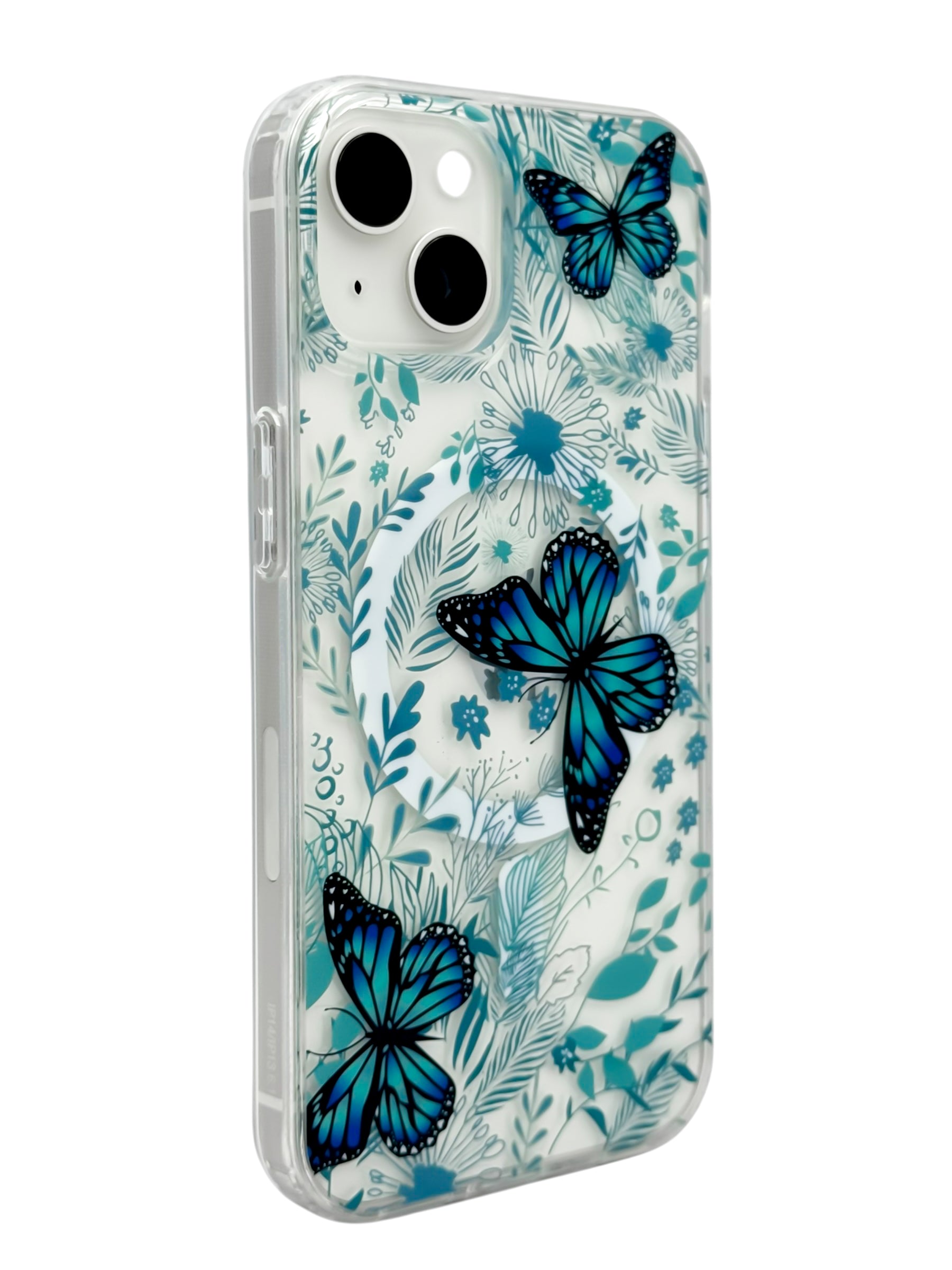 Funda para iPhone 13 normal (6.1) con Magsafe diseño Mariposas azules