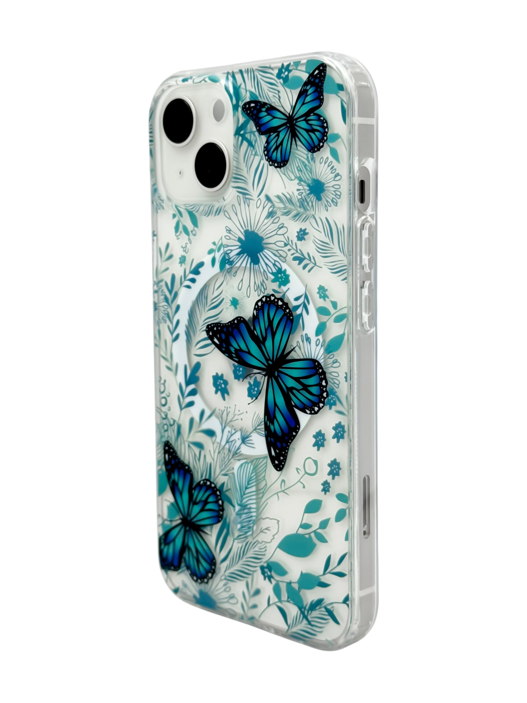 Funda para iPhone 13 normal (6.1) con Magsafe diseño Mariposas azules