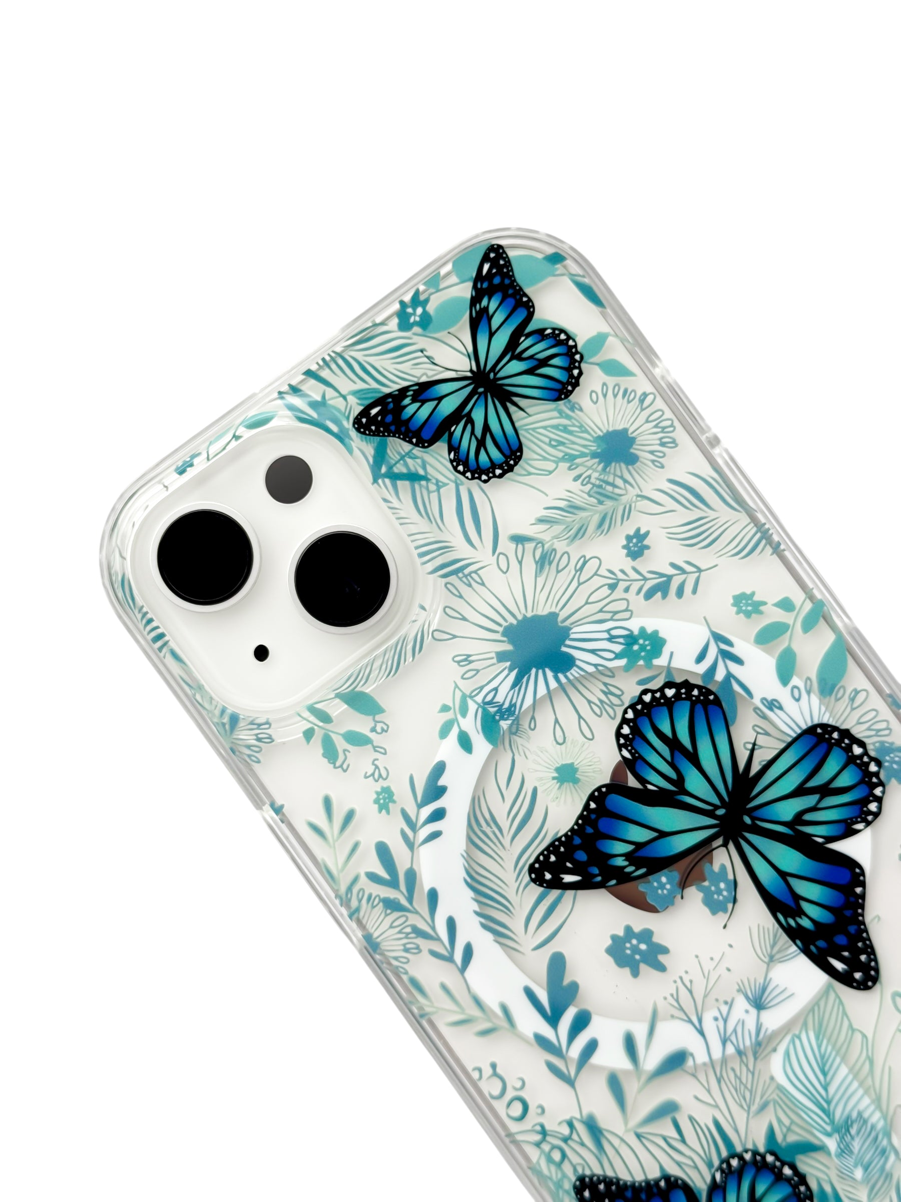Funda para iPhone 13 normal (6.1) con Magsafe diseño Mariposas azules