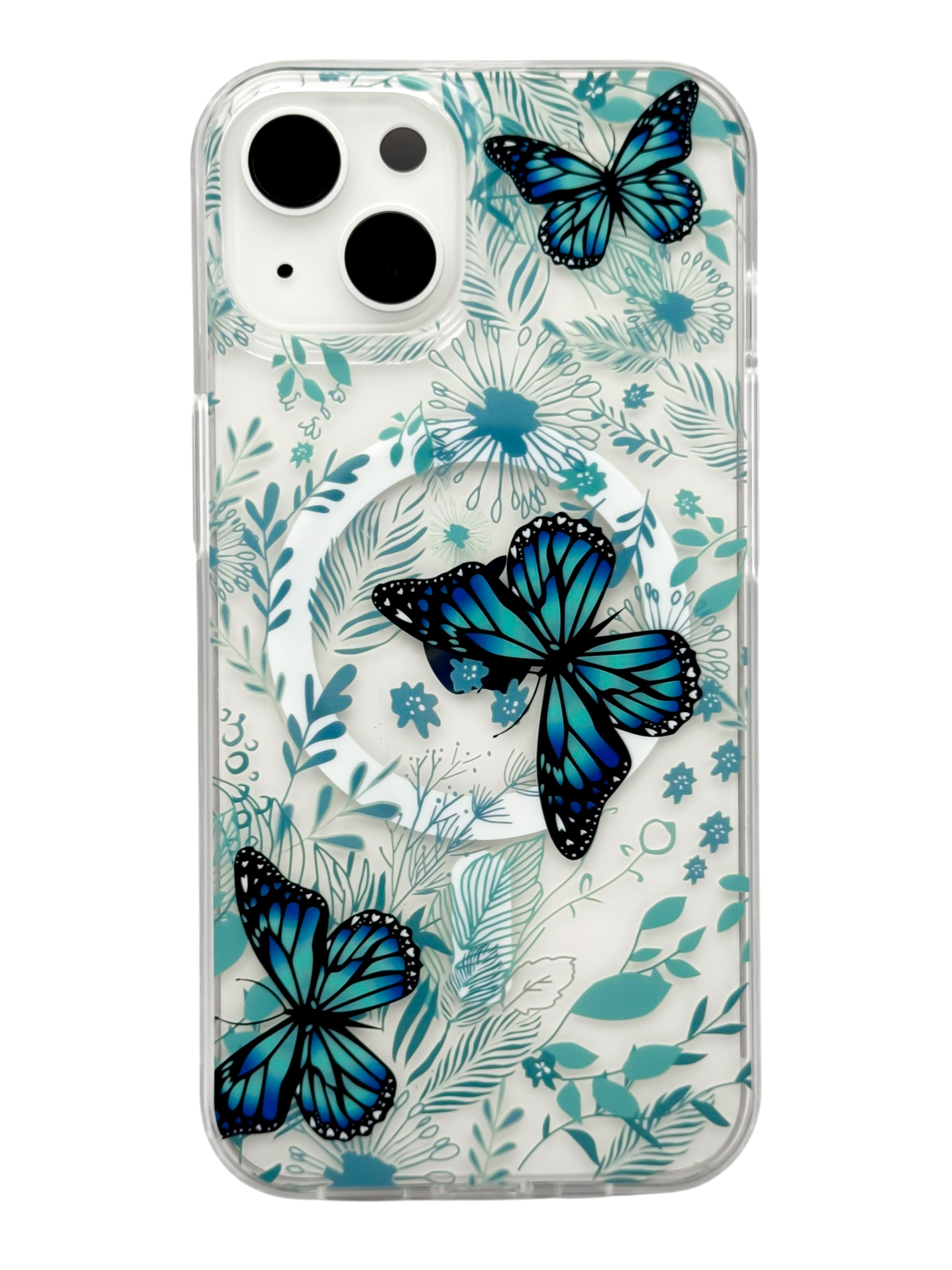 Funda para iPhone 13 normal (6.1) con Magsafe diseño Mariposas azules