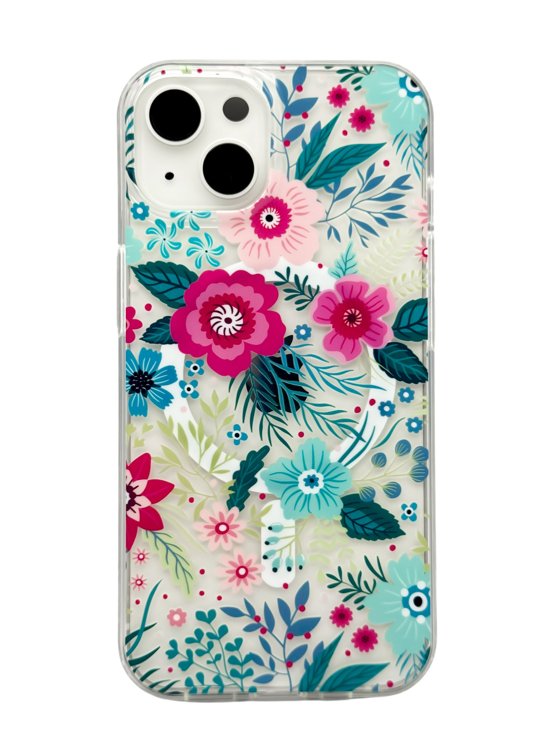Funda para iPhone 13 normal (6.1) con Magsafe diseño Flores de colores