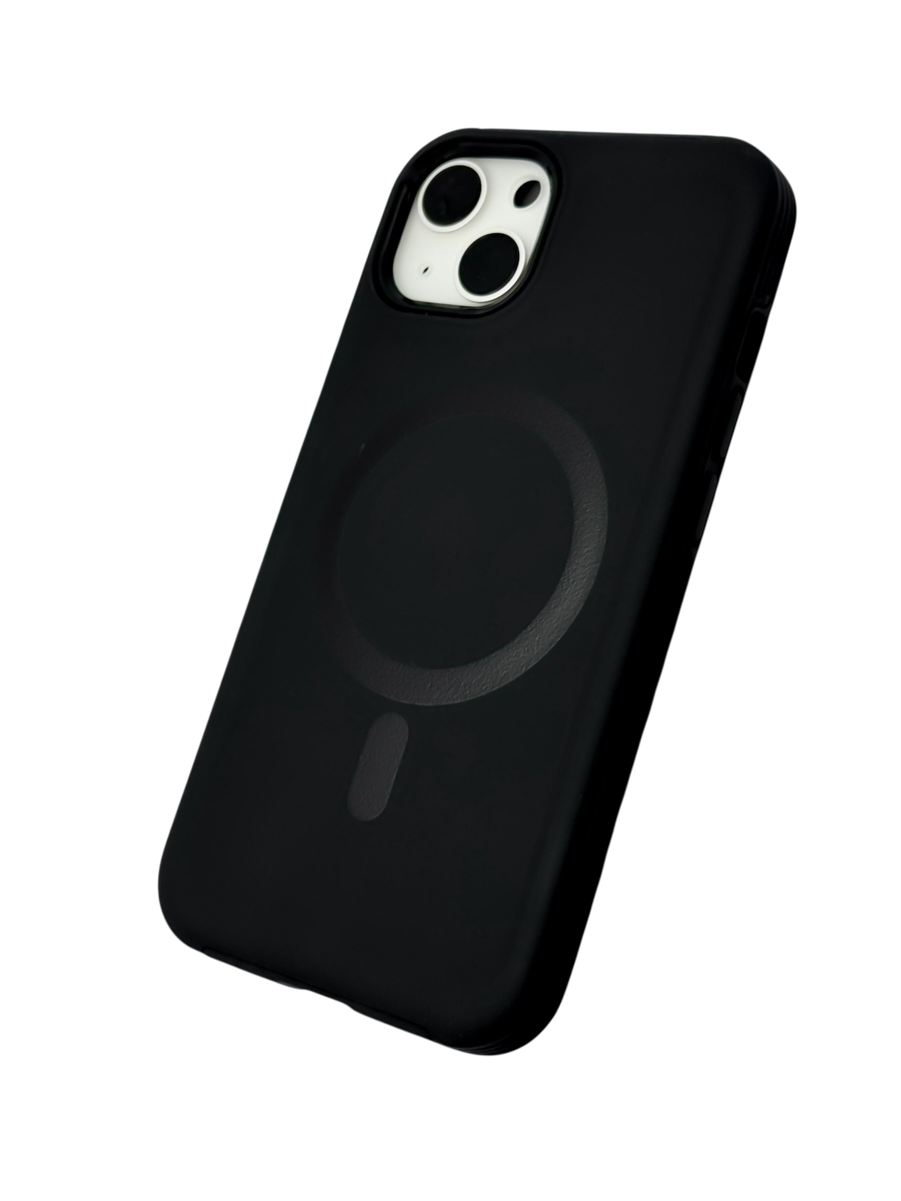 Funda para iPhone 15 normal (6.1) Rigida con aro magsafe textura suave negra