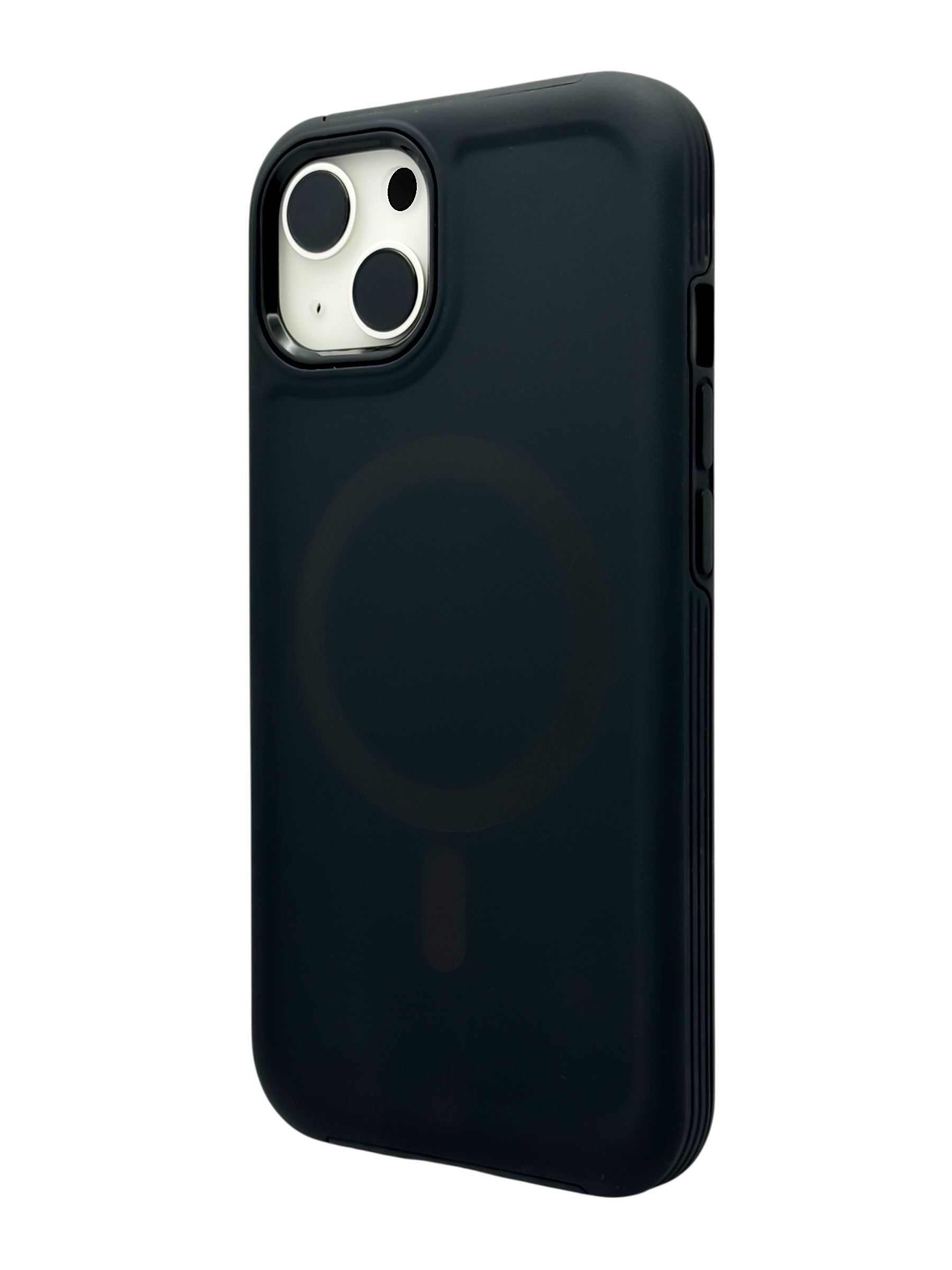 Funda para iPhone 15 normal (6.1) Rigida con aro magsafe textura suave negra