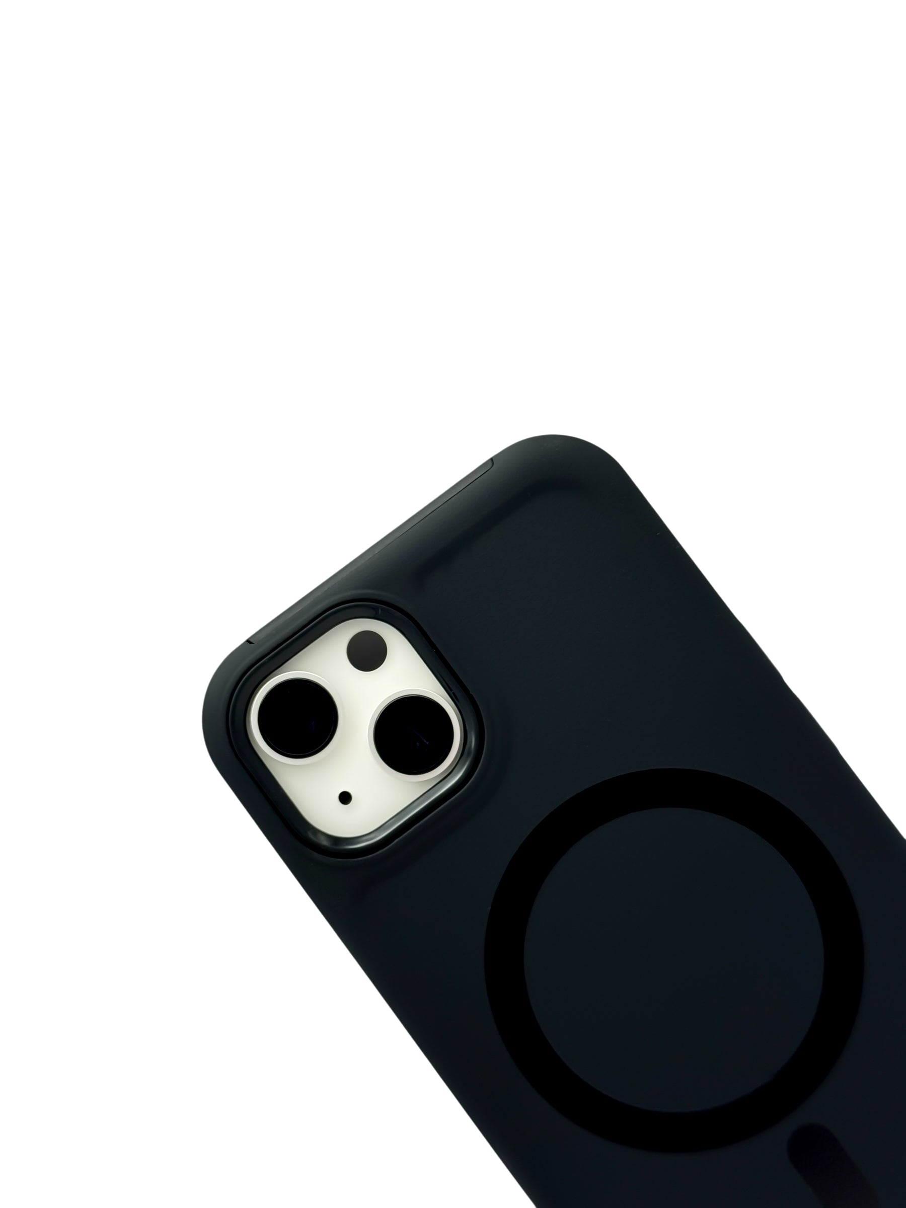 Funda para iPhone 15 normal (6.1) Rigida con aro magsafe textura suave negra