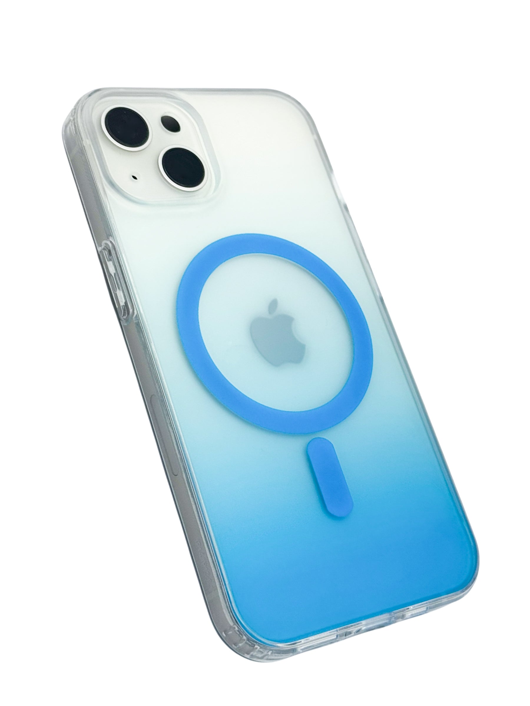 Funda para iPhone 13 normal (6.1)  Rigida con aro magsafe degradada azul