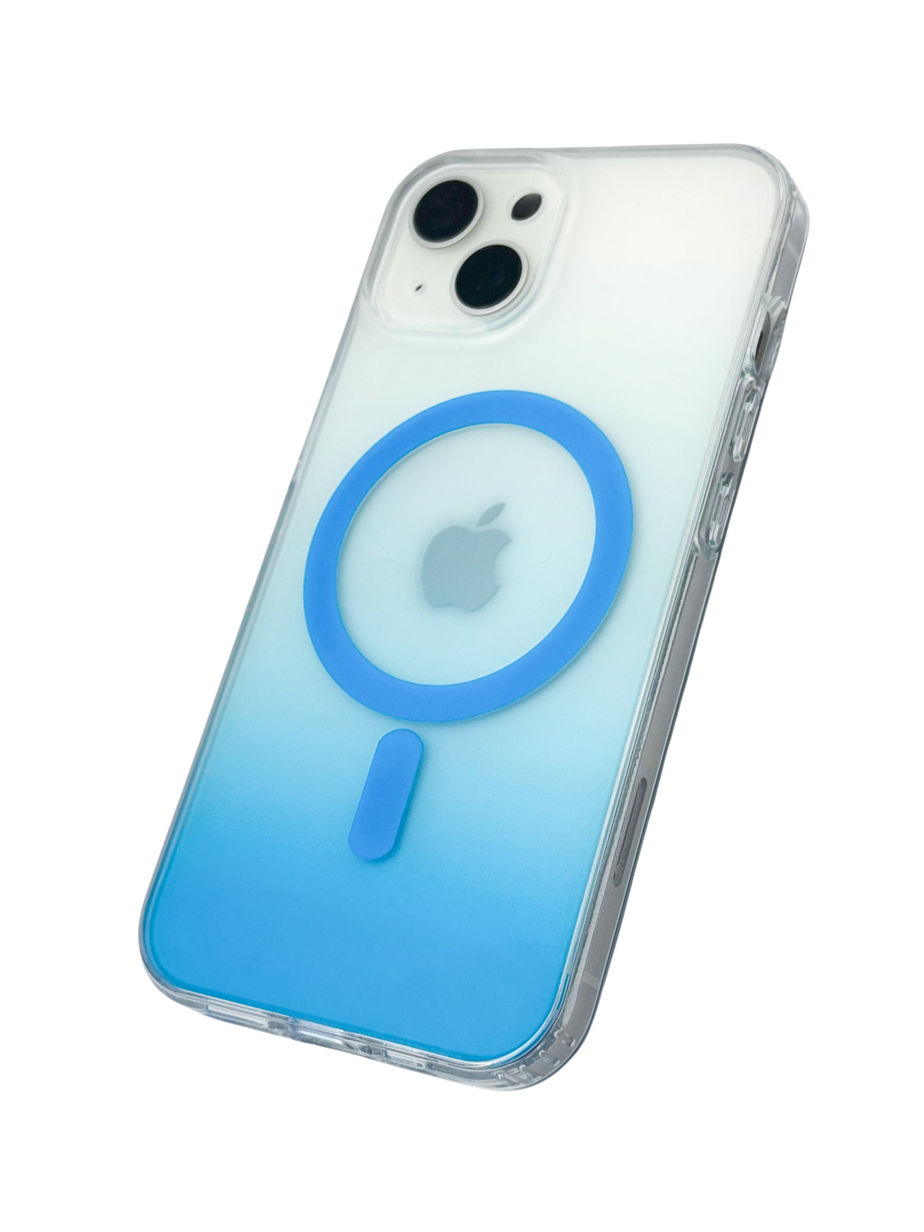 Funda para iPhone 13 normal (6.1)  Rigida con aro magsafe degradada azul