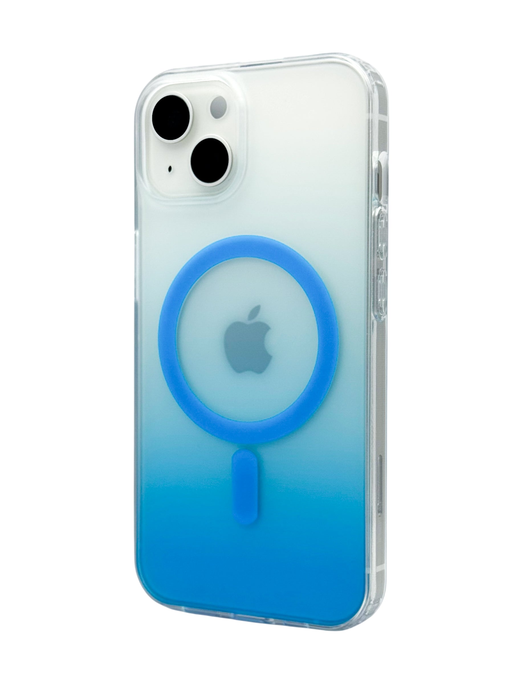Funda para iPhone 13 normal (6.1)  Rigida con aro magsafe degradada azul
