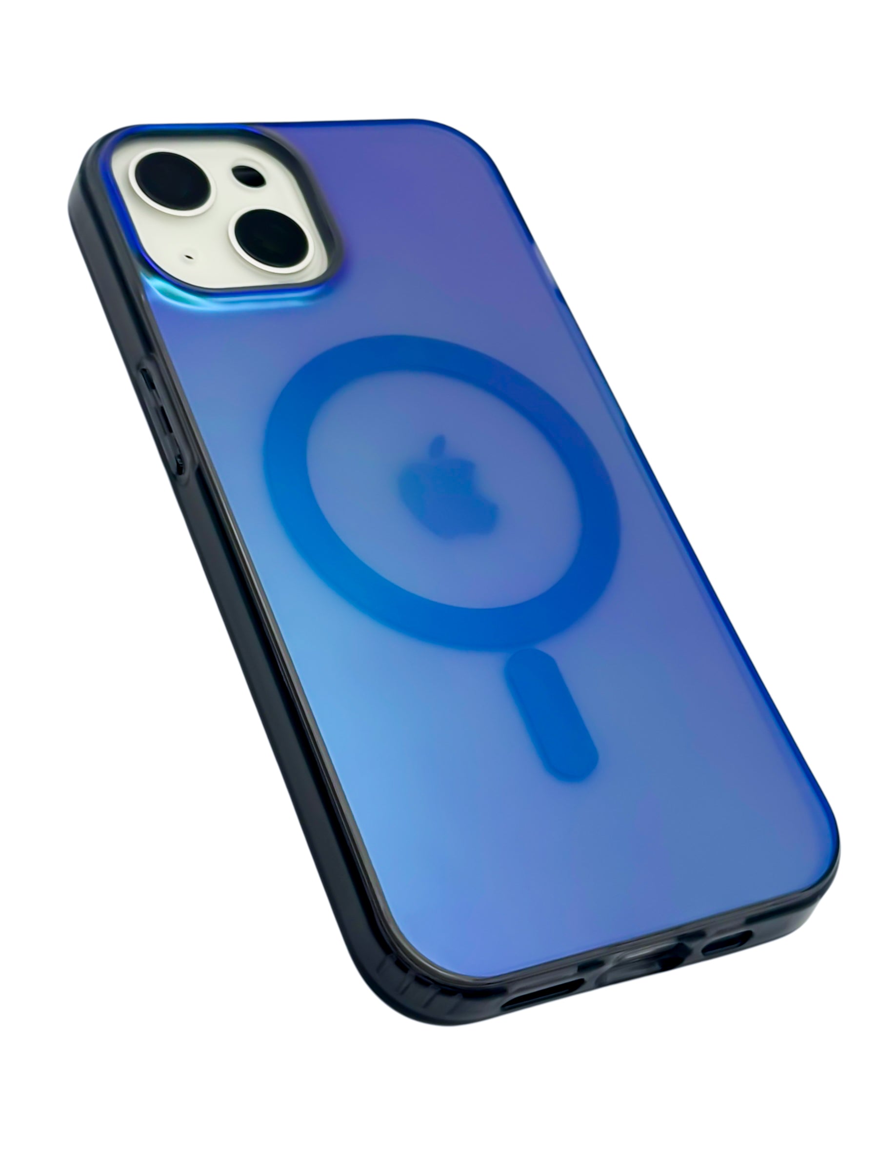 Funda para iPhone 15 normal (6.1) Rigida con aro magsafe efecto tornasol negro