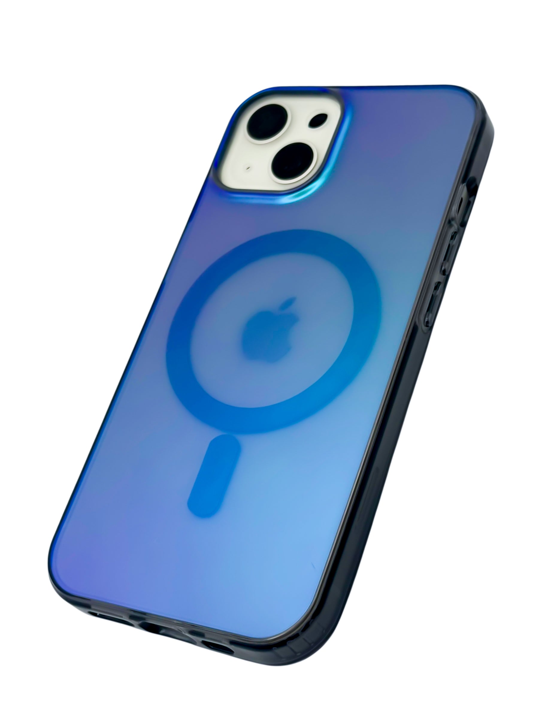 Funda para iPhone 15 normal (6.1) Rigida con aro magsafe efecto tornasol negro