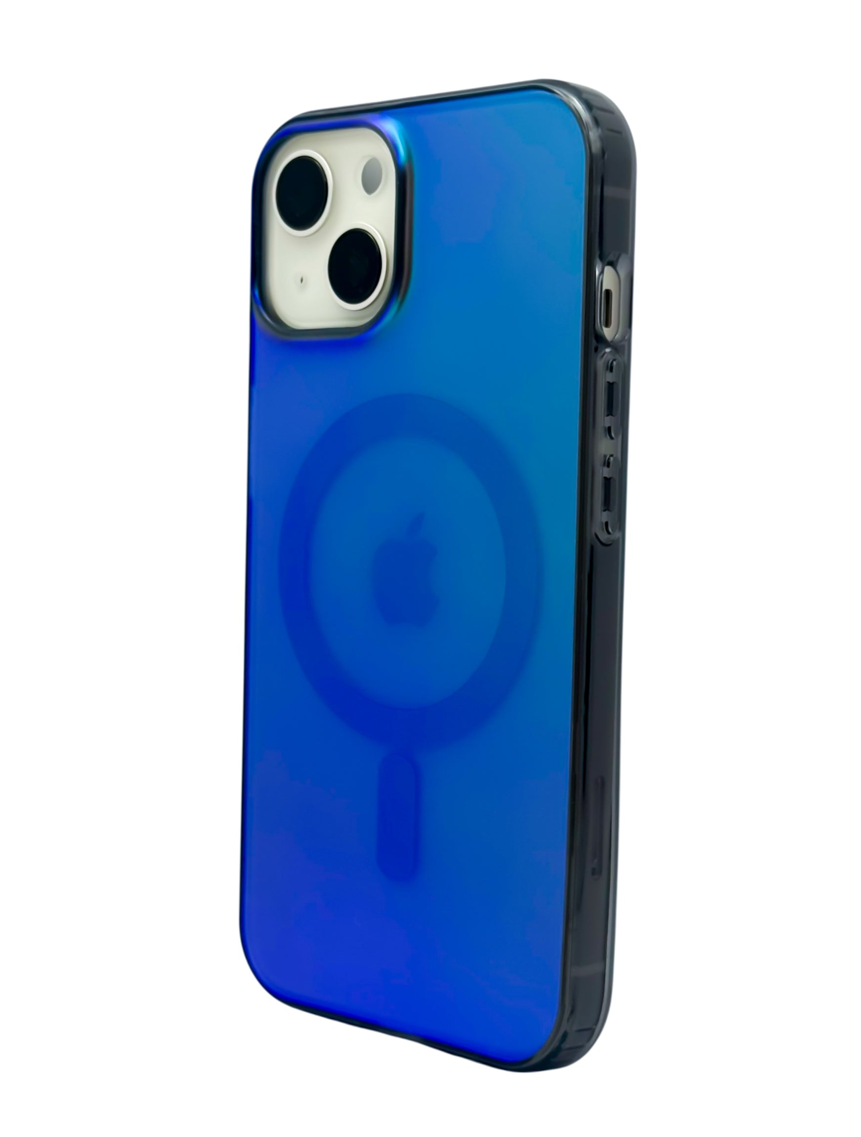 Funda para iPhone 15 normal (6.1) Rigida con aro magsafe efecto tornasol negro