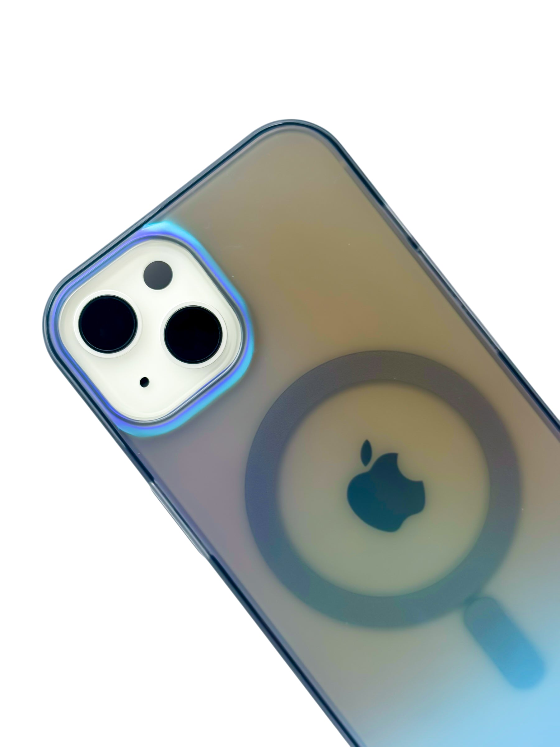 Funda para iPhone 15 normal (6.1) Rigida con aro magsafe efecto tornasol negro
